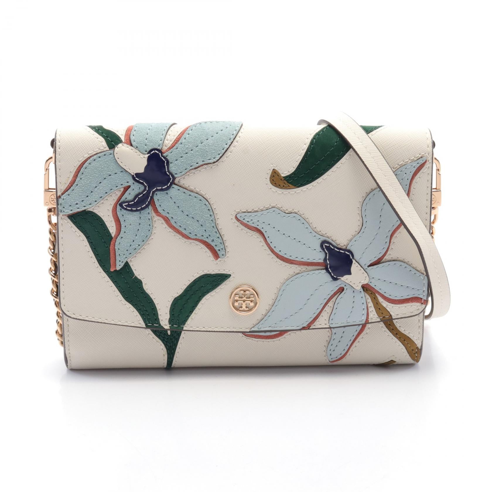 Tory Burch Leather Shoulder Bag White Multicolor