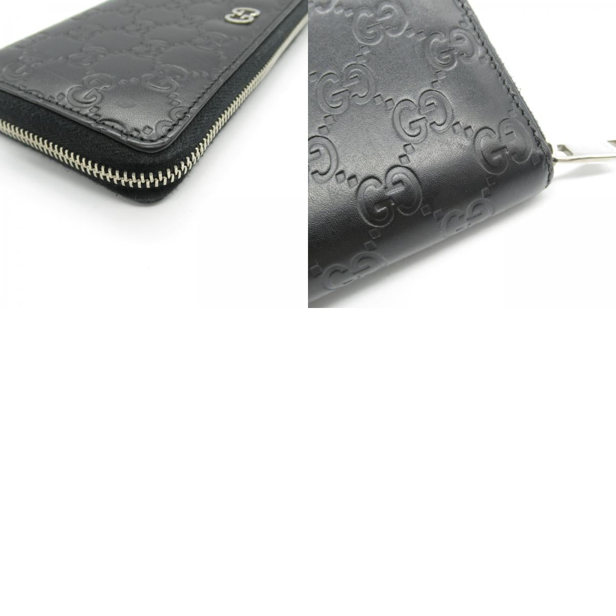 Gucci Leather Round Long Wallet Black