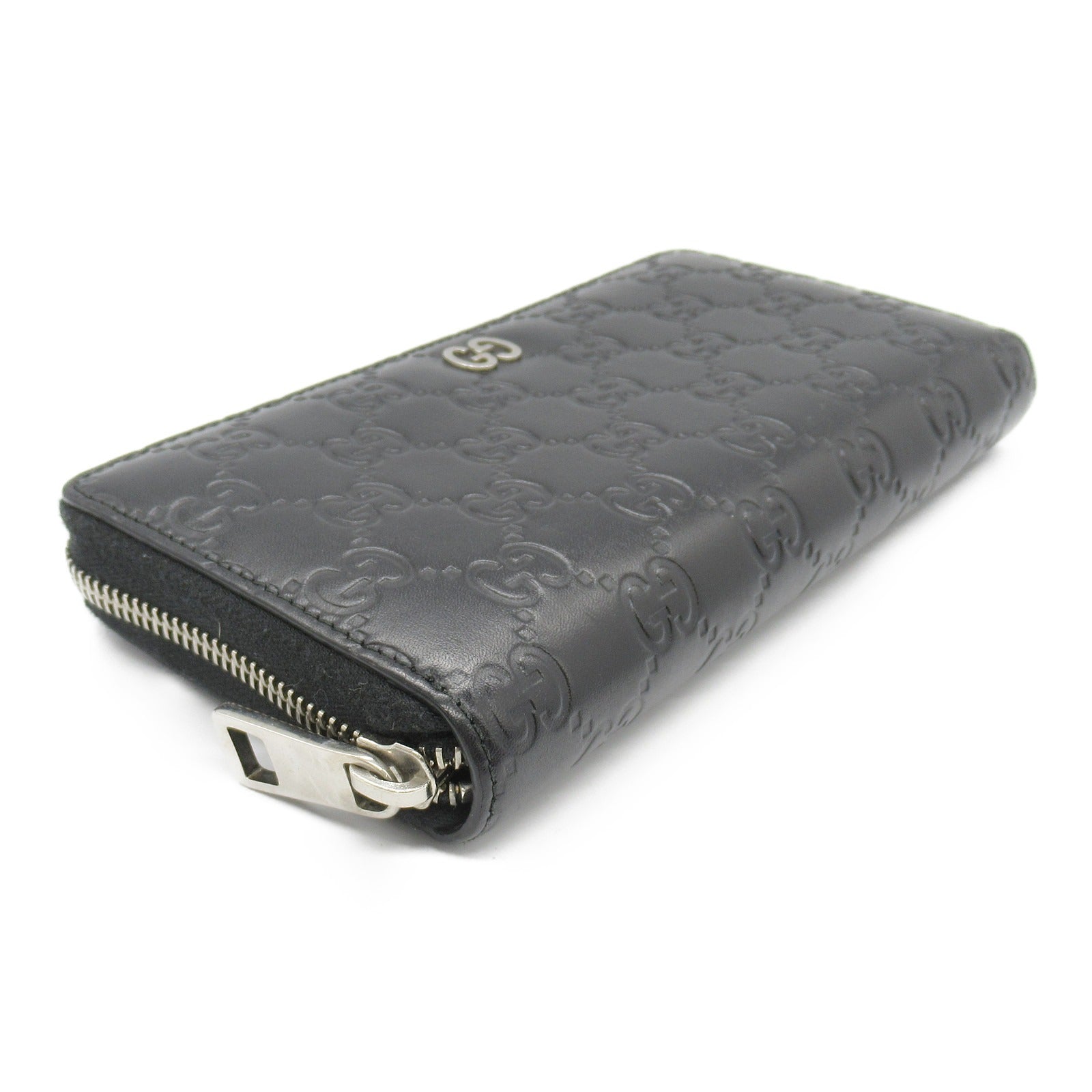 Gucci Leather Round Long Wallet Black