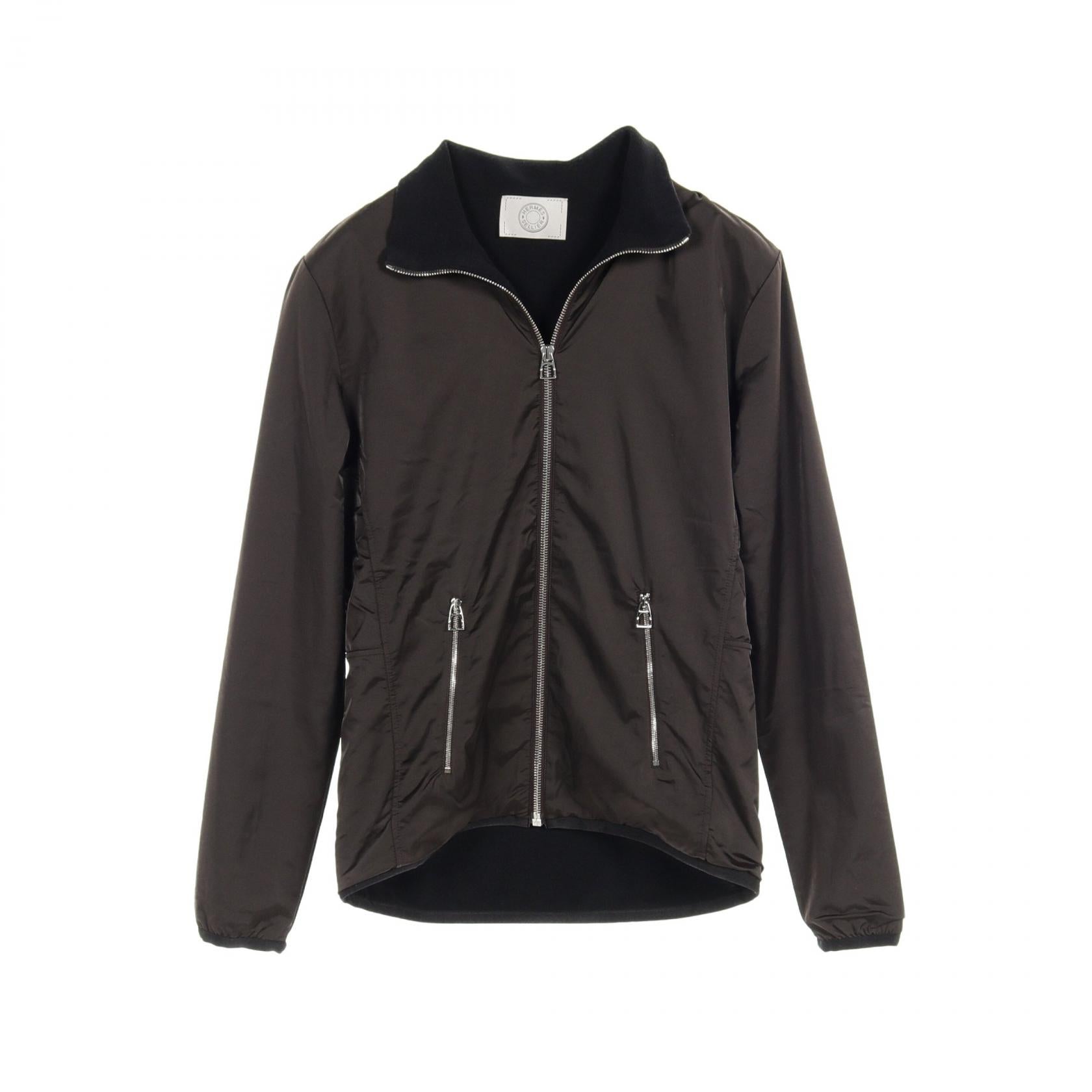 Hermes Nylon Warm-Up Jacket Brown