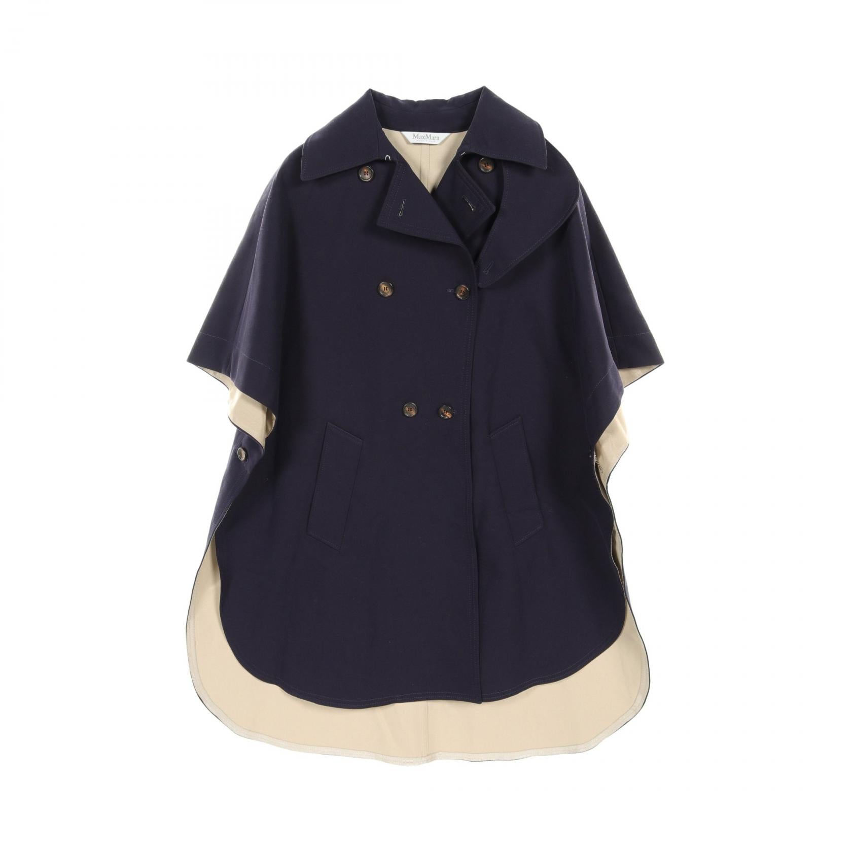 Max Mara Cotton Cape Poncho Navy