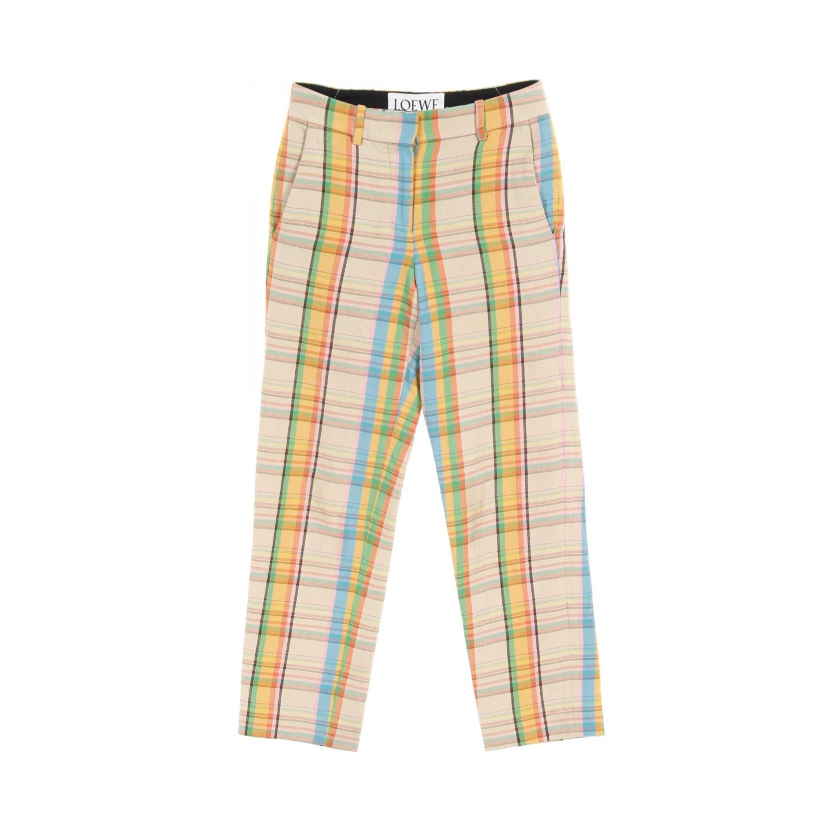 Loewe Rayon Pants Beige Multicolor