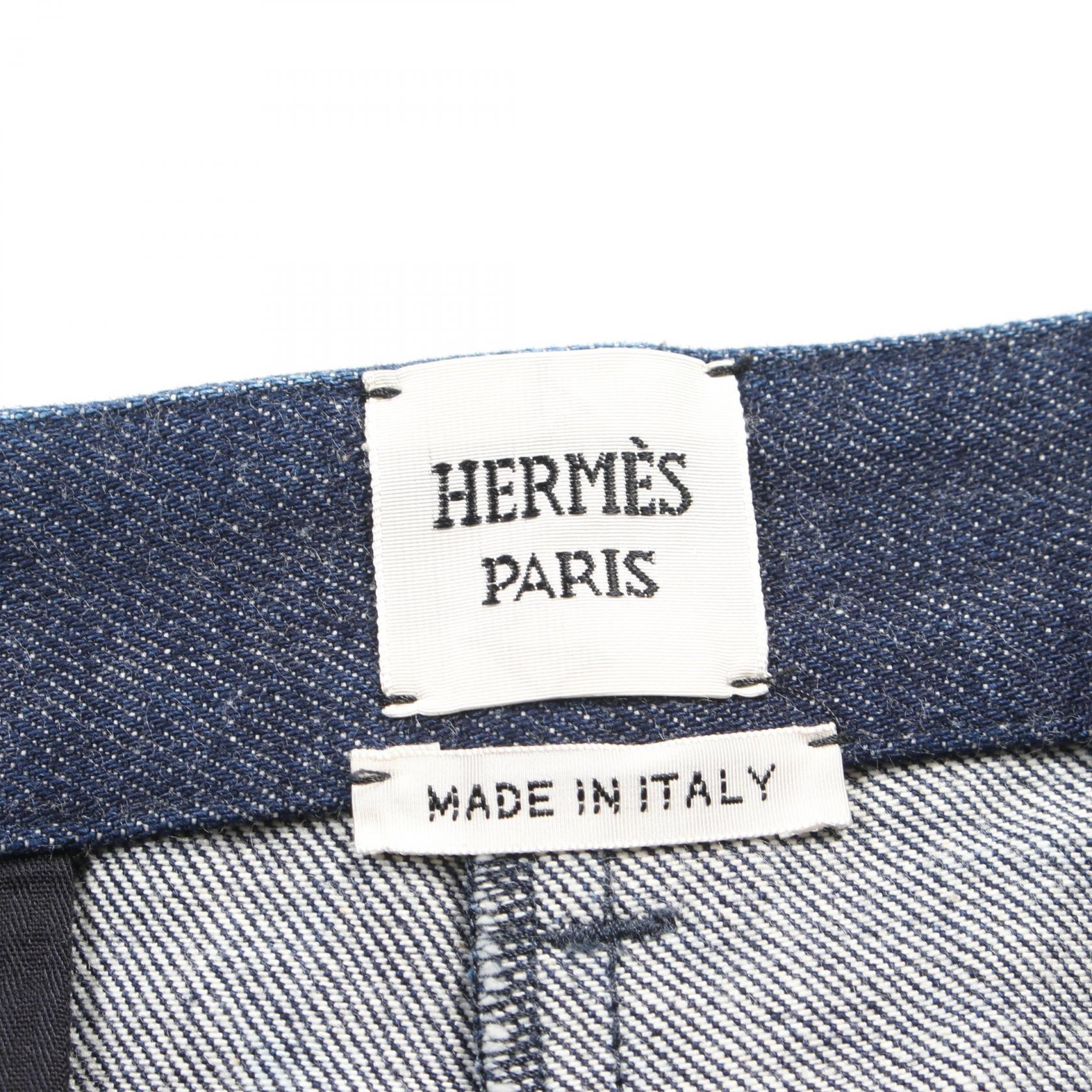 Hermes Cotton Denim Pants Navy