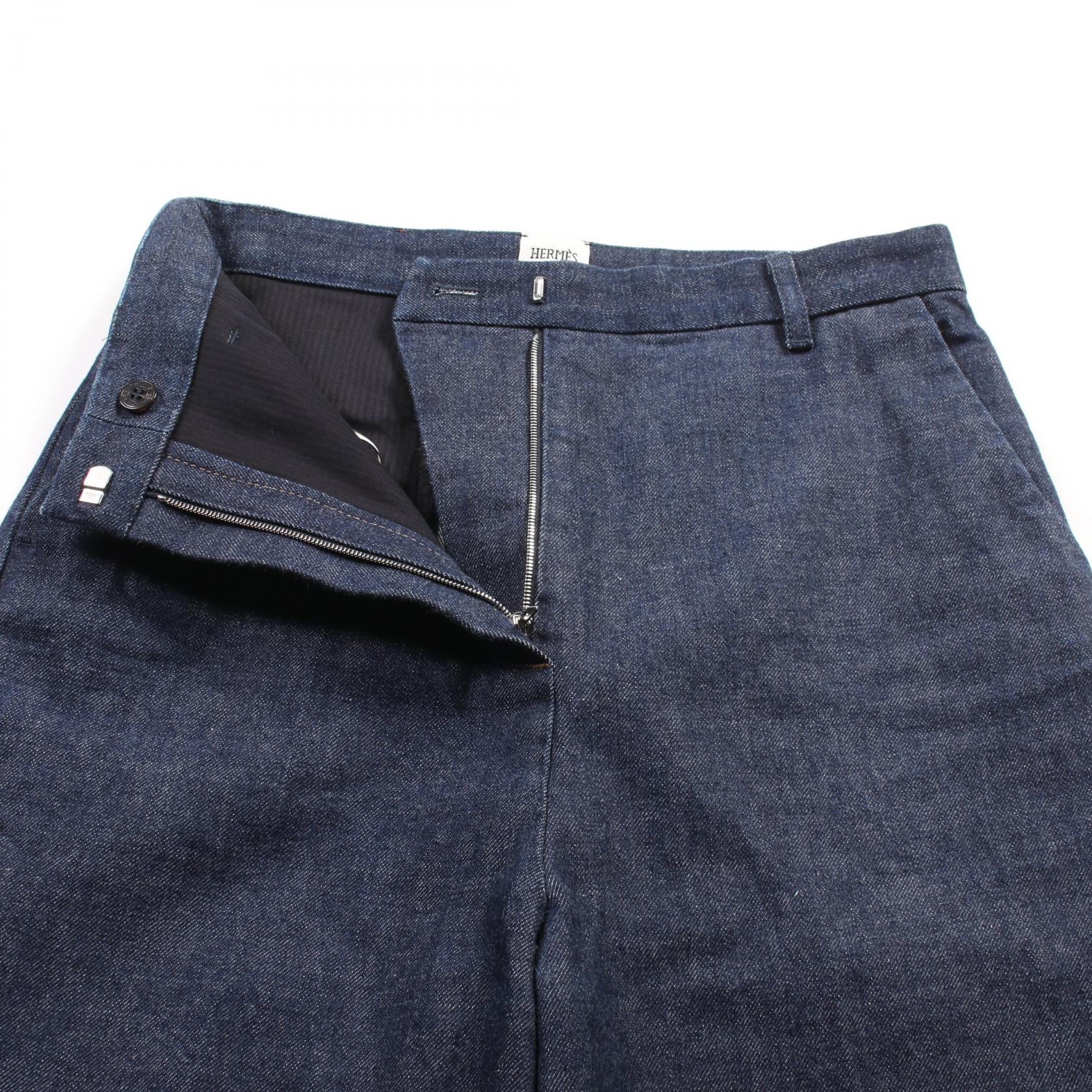 Hermes Cotton Denim Pants Navy