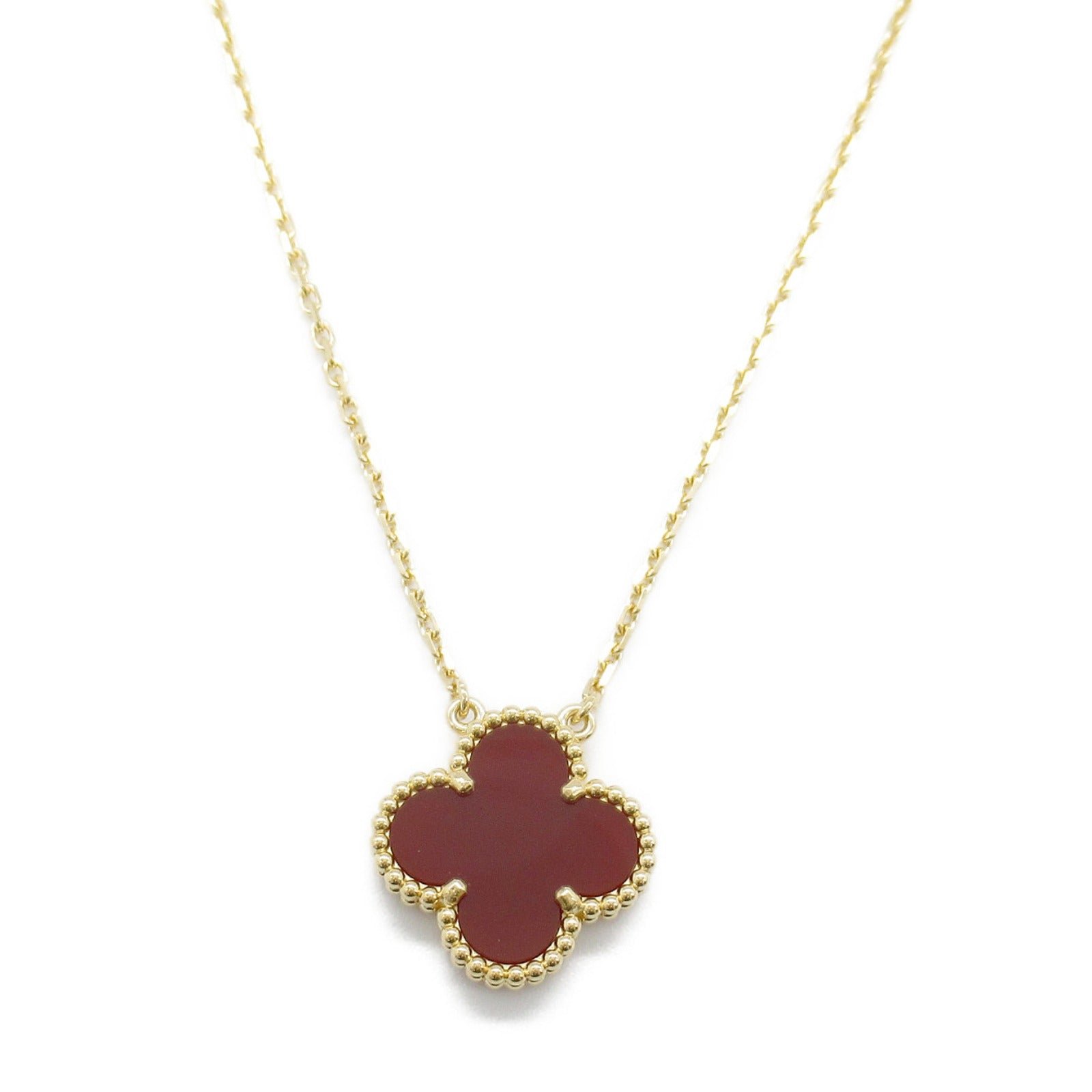 Van Cleef & Arpels Vintage Alhambra Necklace K18 YG Carnelian