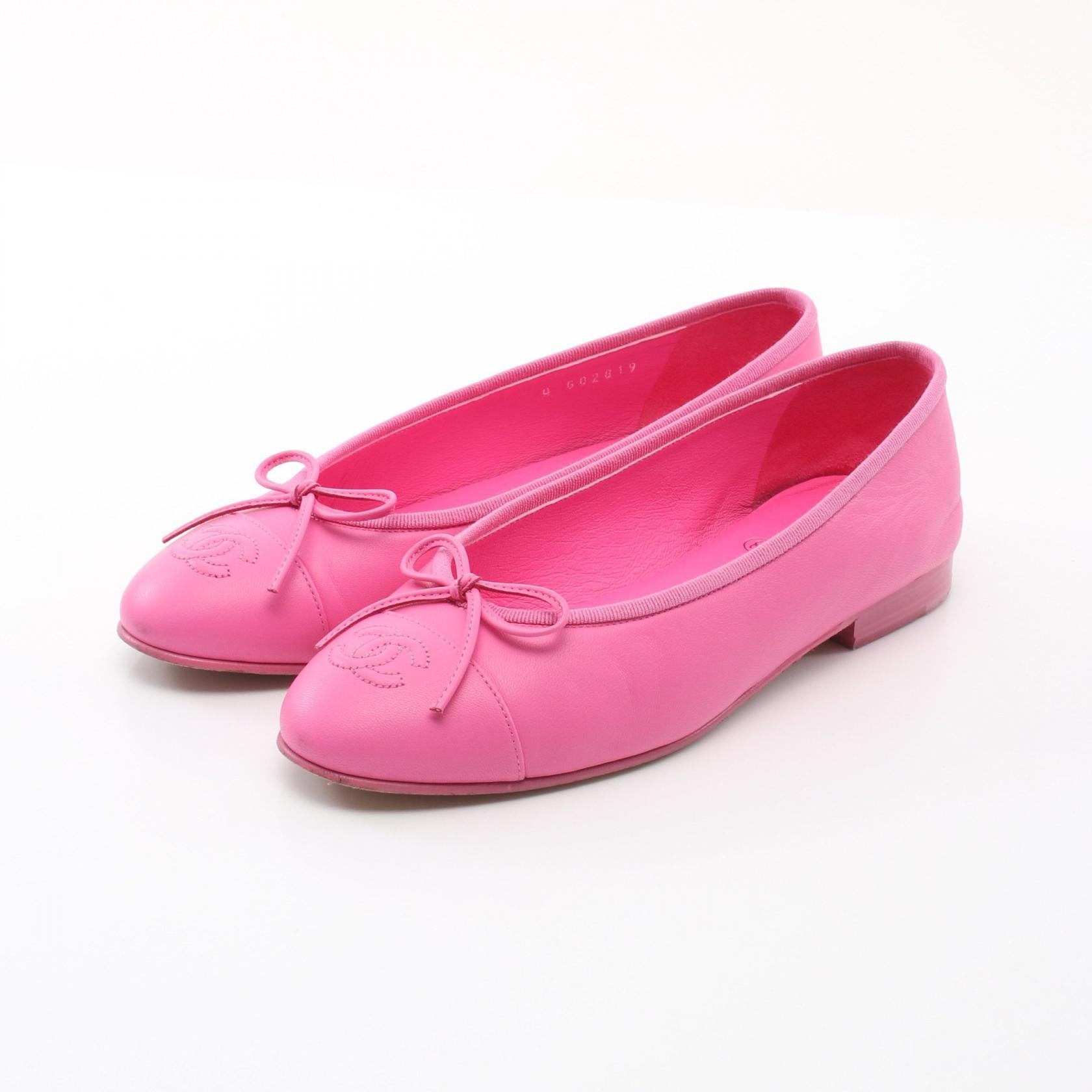 Chanel Ballerina Leather Pumps Pink