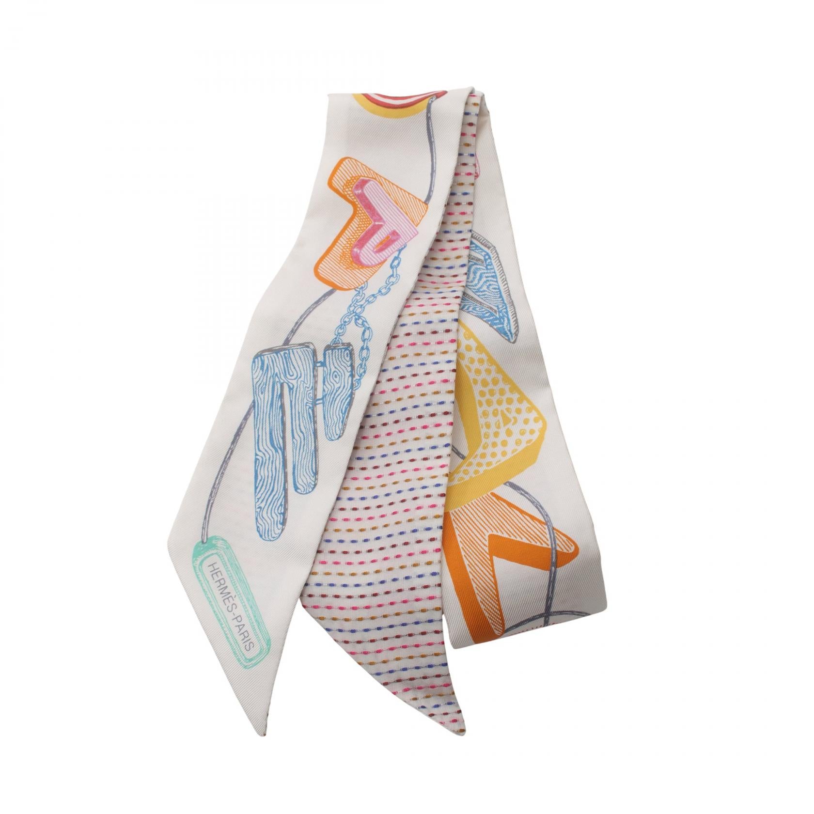 Hermes Silk Twilly Chevaloscope Scarf H053954