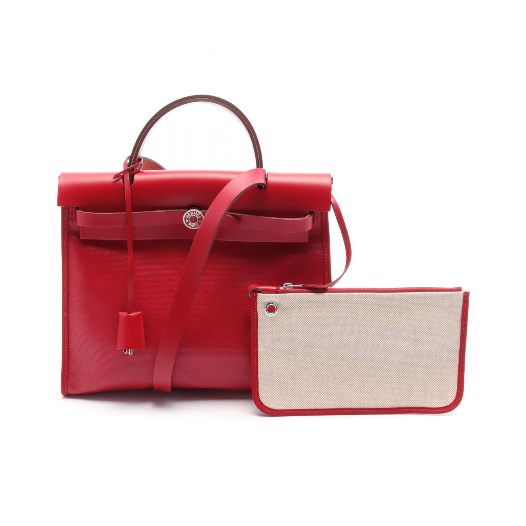 Hermes Aile Bag Zip PM Handbag Red/Beige