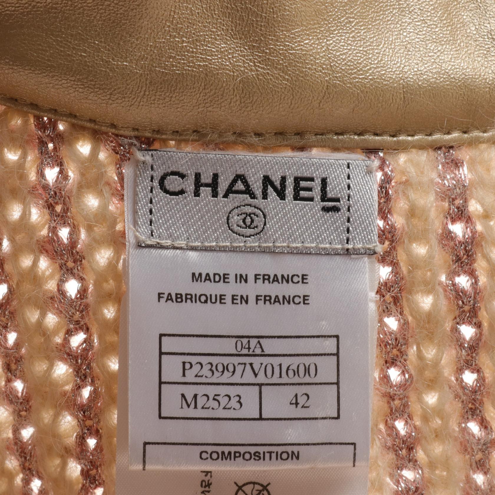 Chanel Wool Mohair Lamb Leather Cardigan