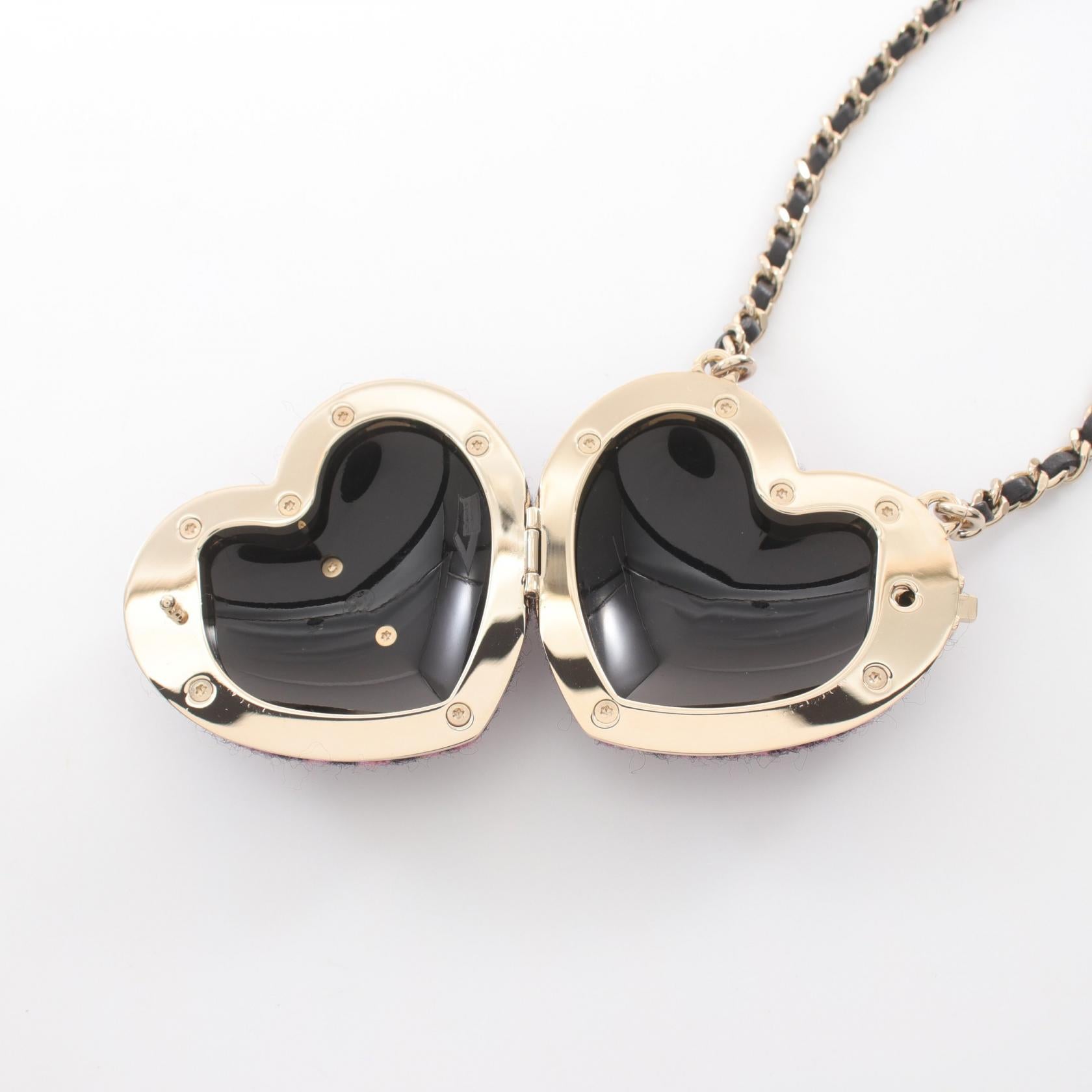 Chanel Heart Locket Pendant Necklace Gold