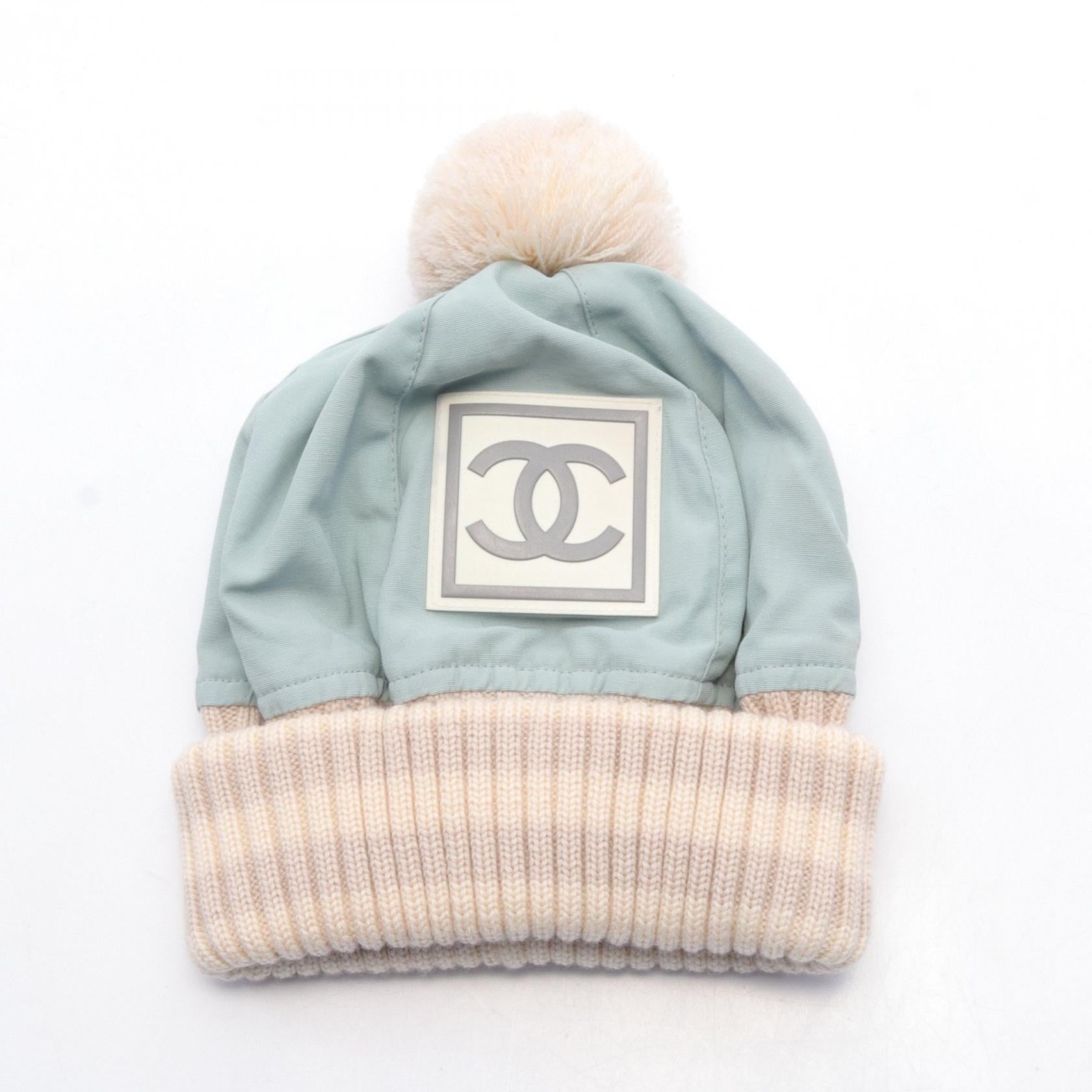 Chanel CC Logo Beanie Canvas Hats in Great Condition