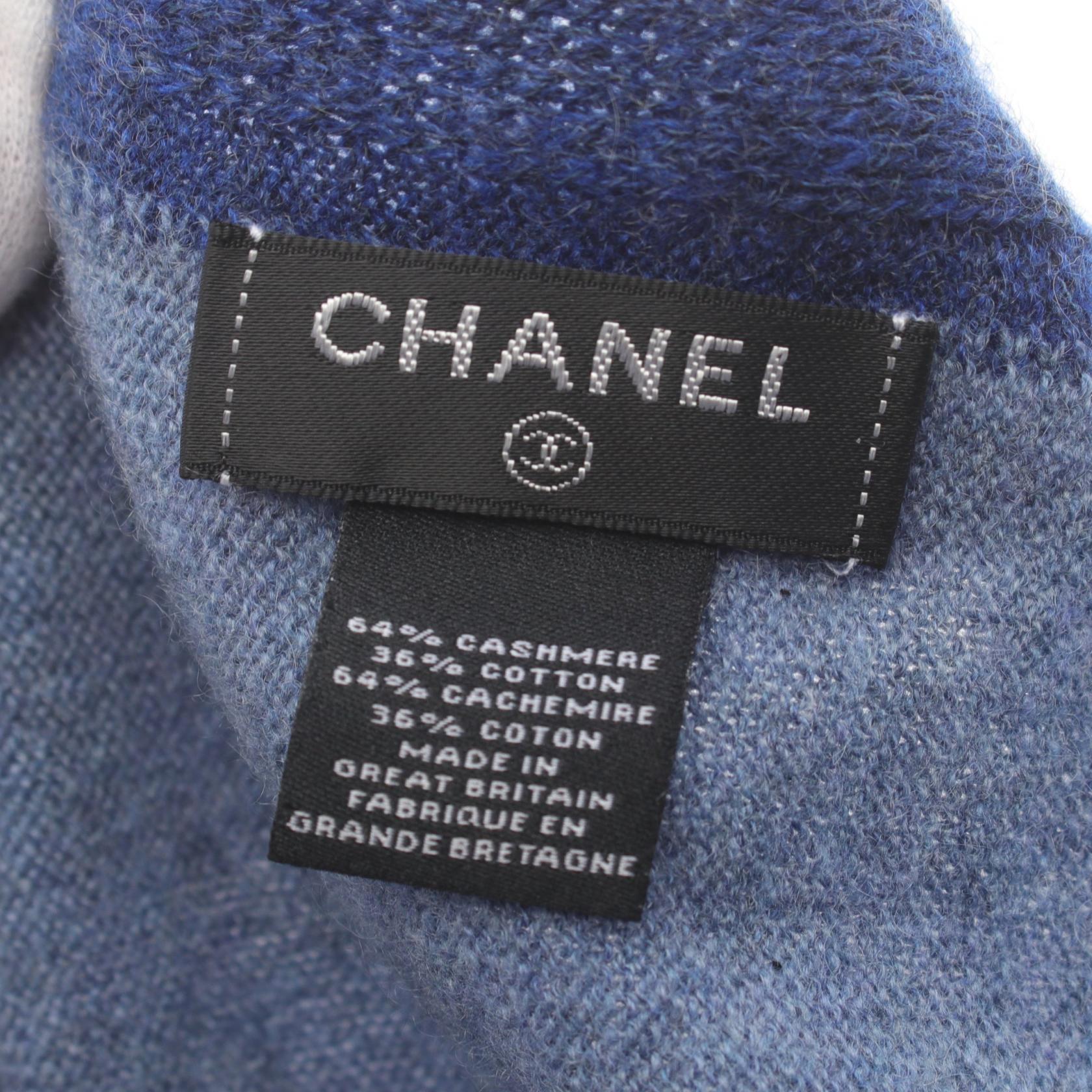 Chanel Cashmere Coco Mark Scarf Blue