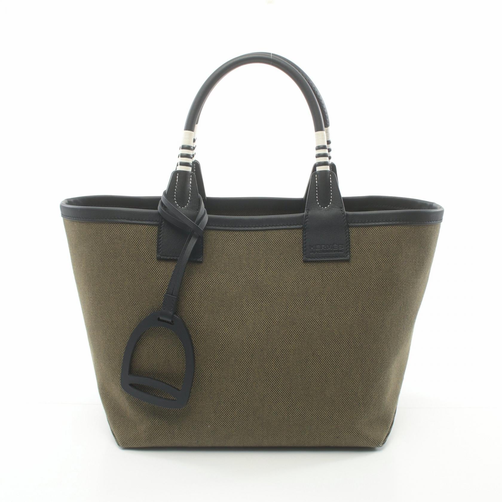 Hermes Steeple 25 Tote Bag Khaki/Black