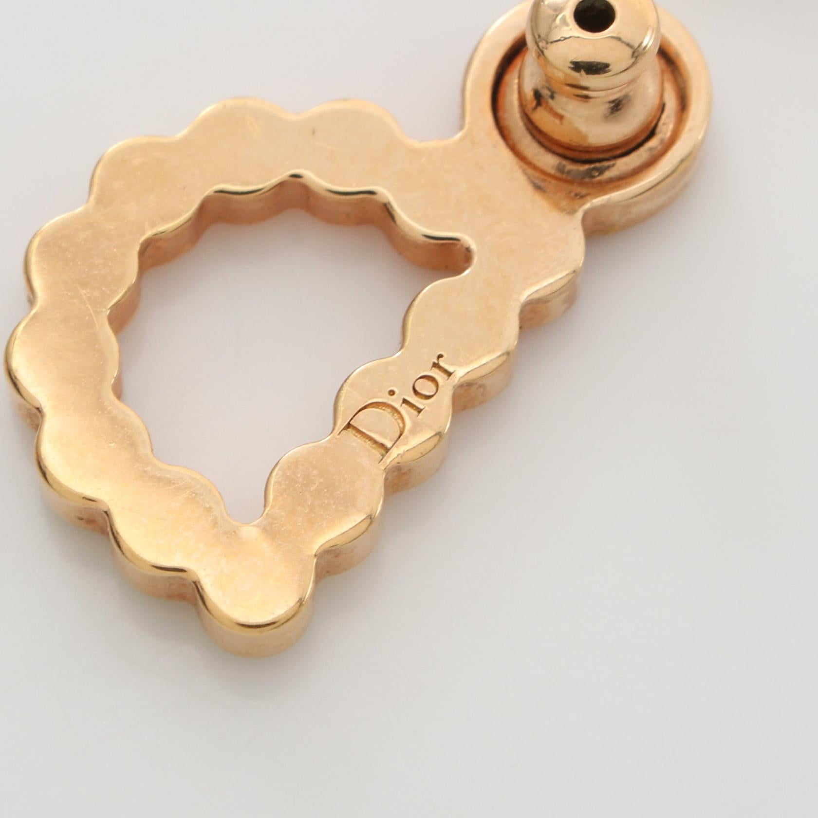 Dior CD Logo Earrings Gold Plated Rhinestone