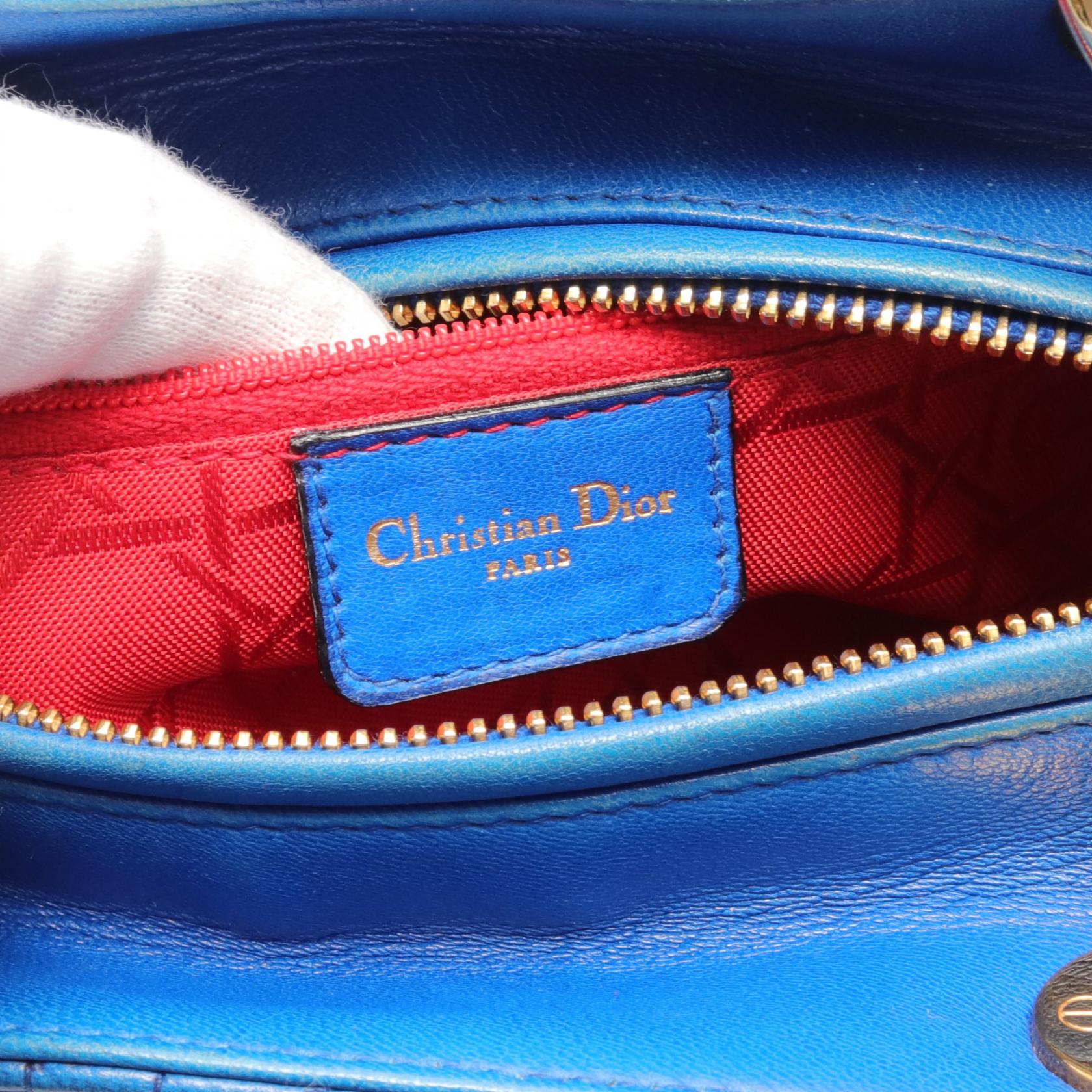 Dior Lady Dior Cannage Leather Handbag Blue