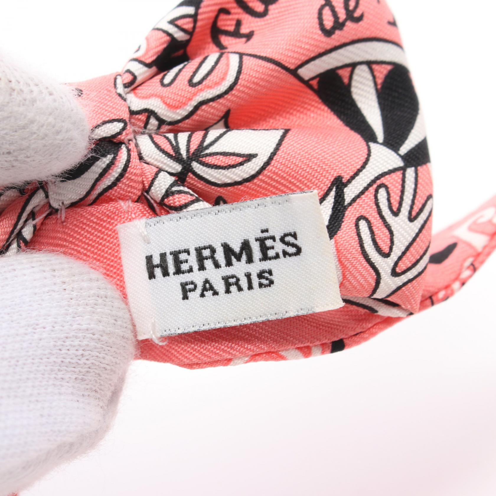 Hermes Silk Tie FLEURS ET PAPILLONS DE TISSU Rose Malabar