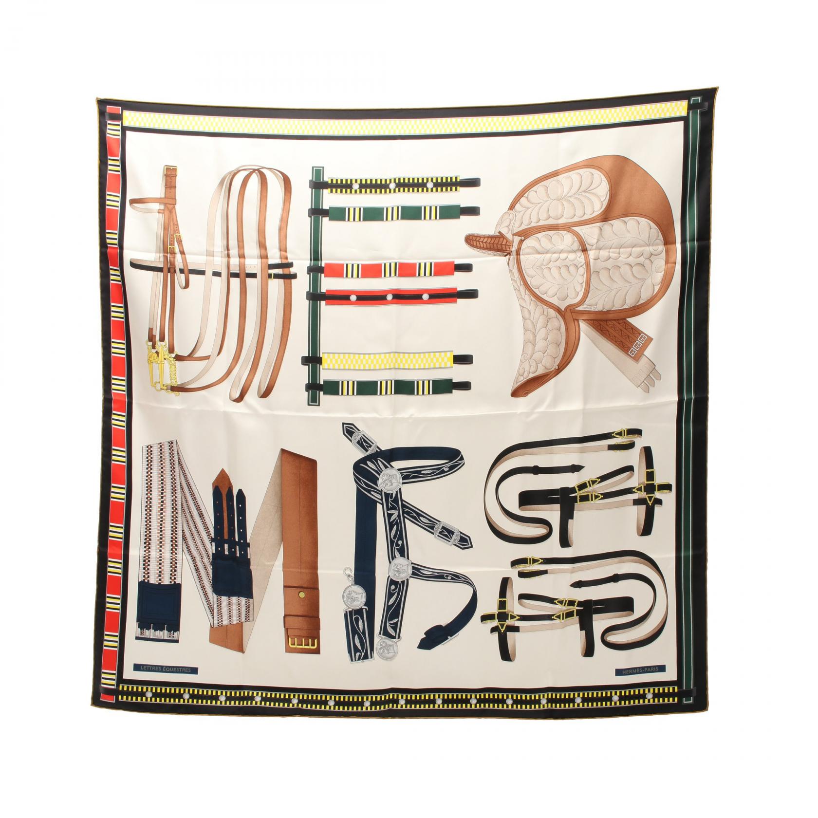 Hermes Silk Scarf Carré 90 Lettres Equestre