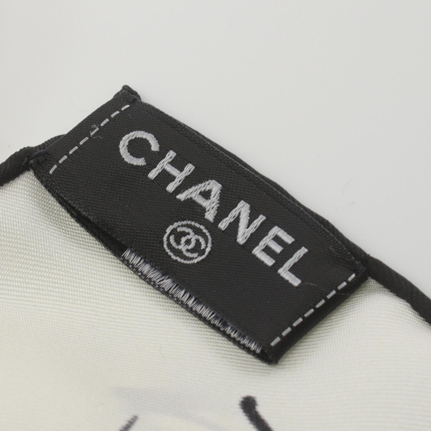 Chanel Silk Coco Scarf White/Black