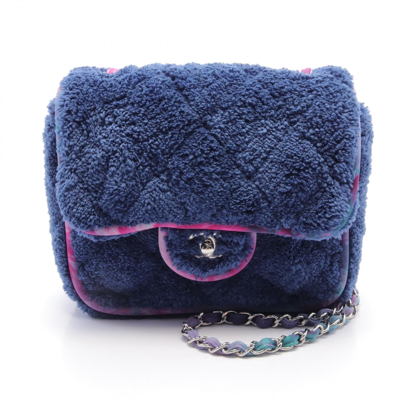 Chanel Matelasse Fiber Shoulder Bag Navy