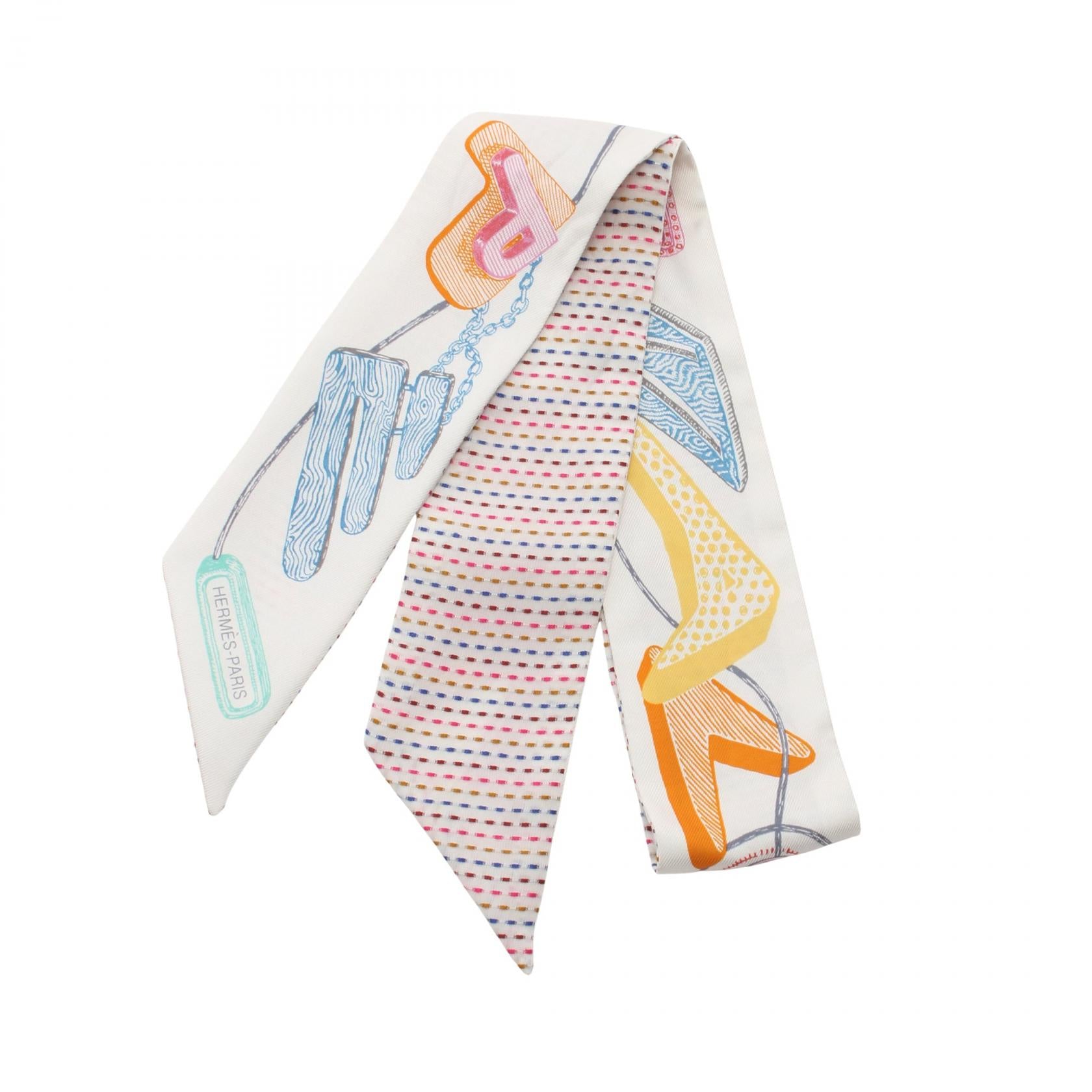 Hermes Silk Twilly Scarf CHEVALOSCOPE POINTILLE