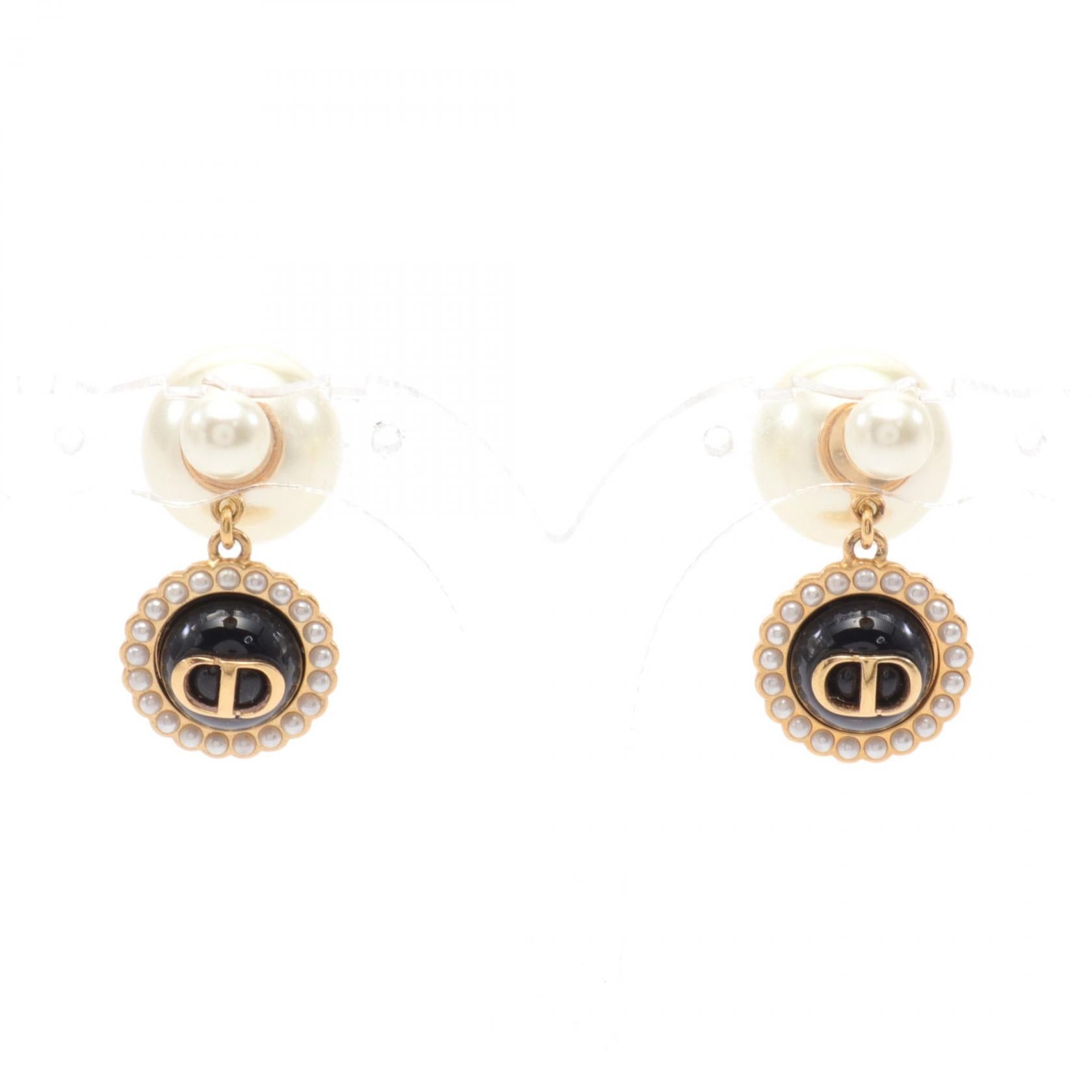 Dior Tribales Earrings Gold Plated Glass Faux Pearl