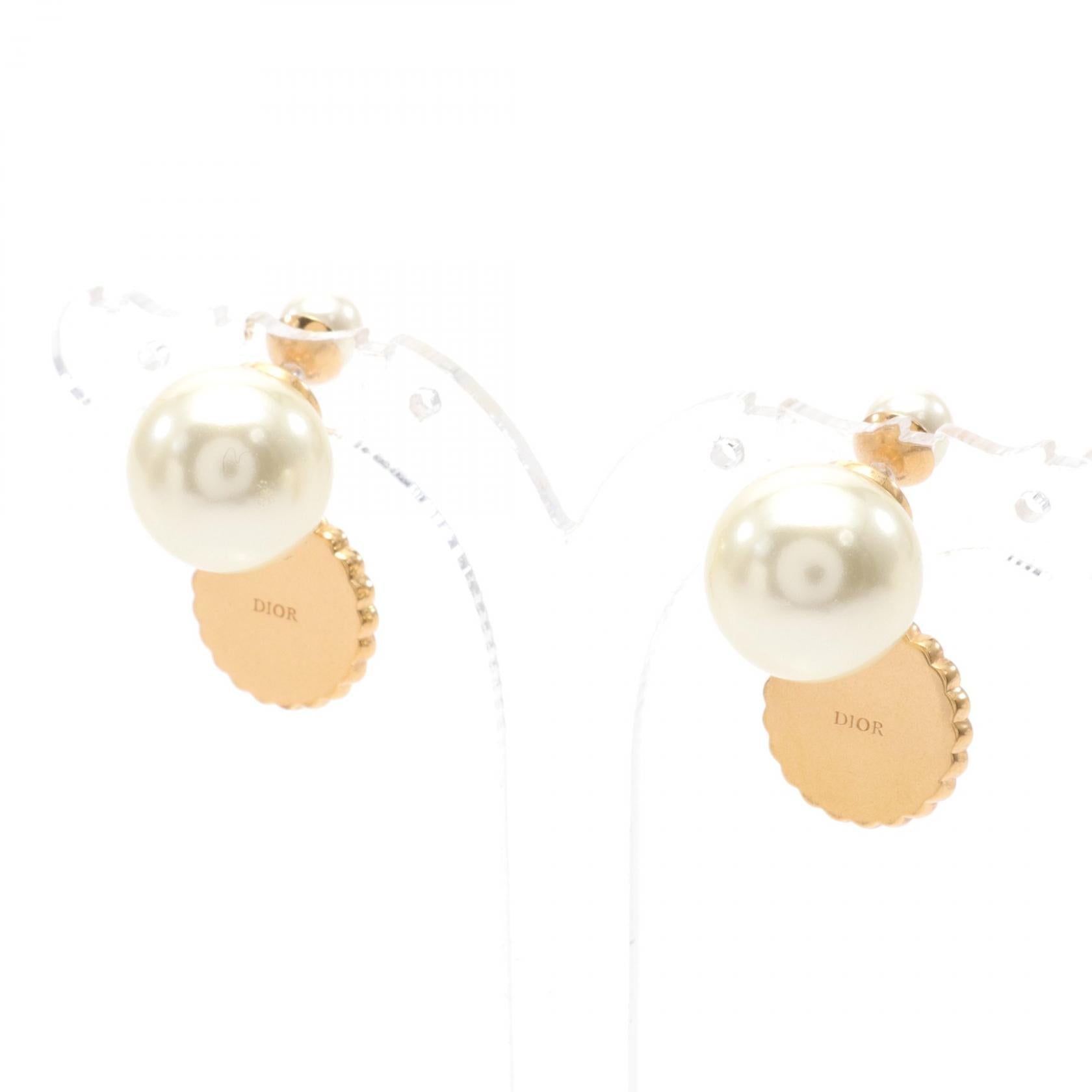 Dior Tribales Earrings Gold Plated Glass Faux Pearl