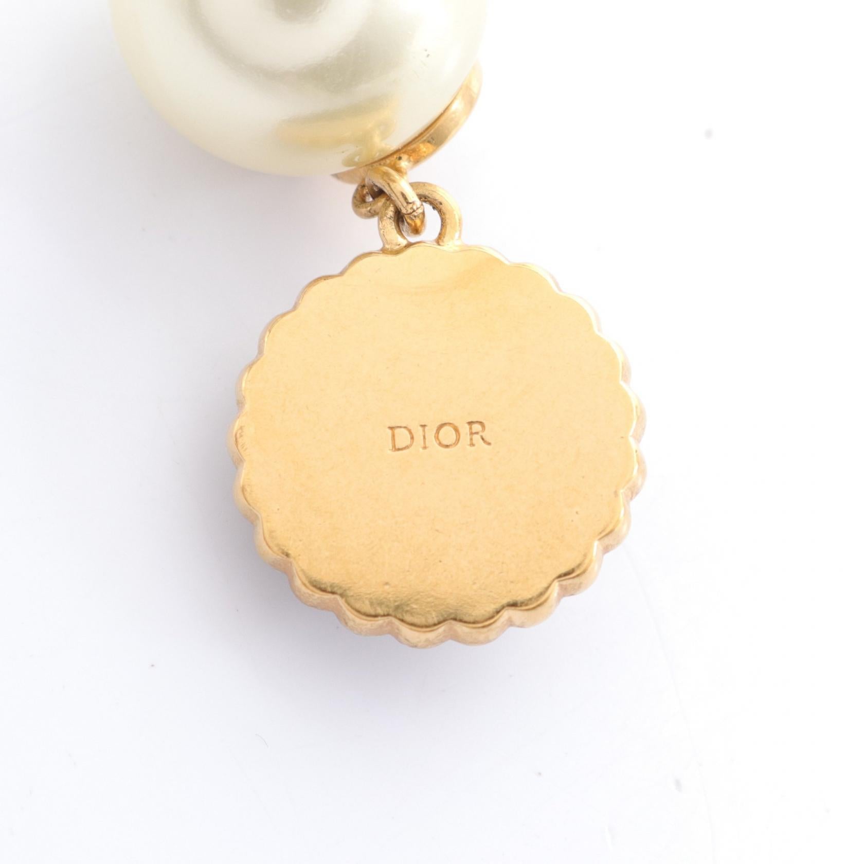 Dior Tribales Earrings Gold Plated Glass Faux Pearl