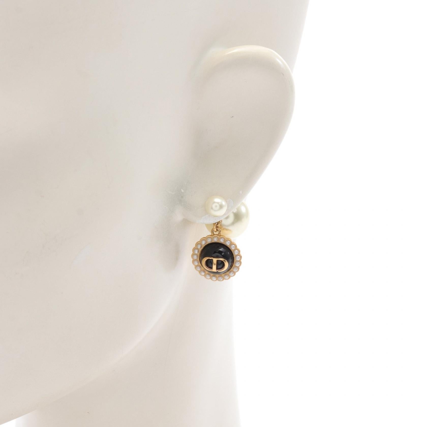 Dior Tribales Earrings Gold Plated Glass Faux Pearl