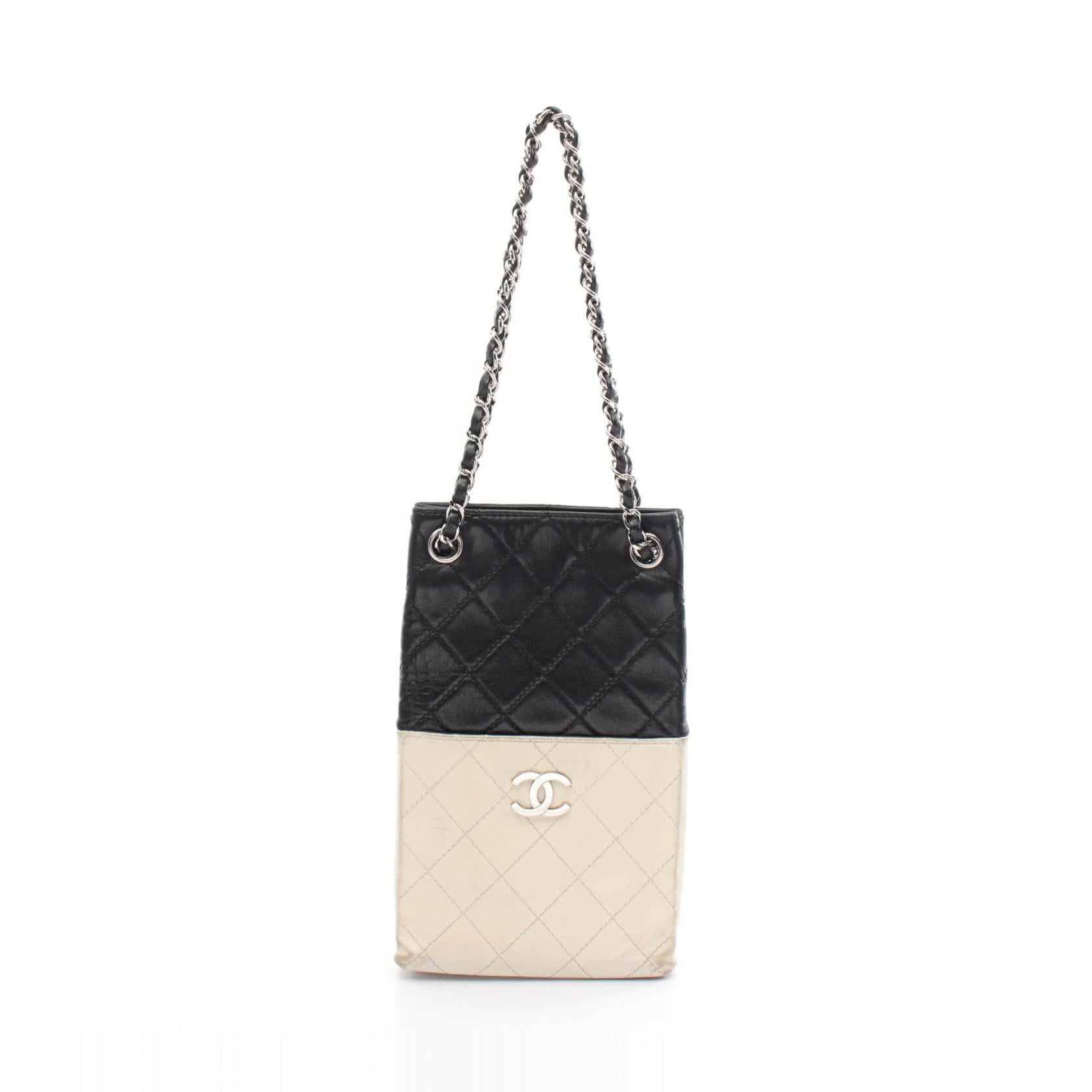 Chanel Leather Matelasse Shoulder Bag Black/White