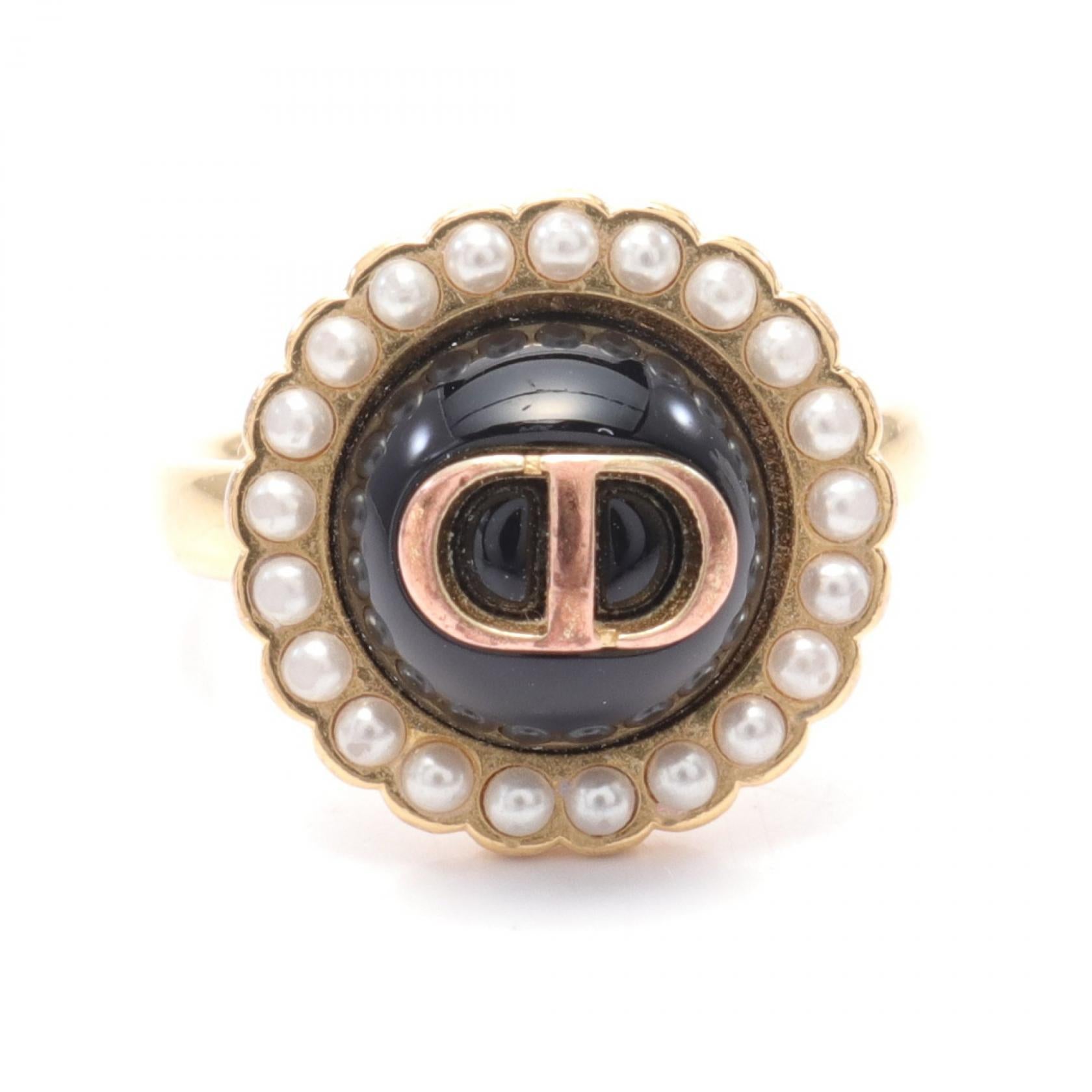 Dior Petit CD Baroque Ring with Faux Pearl