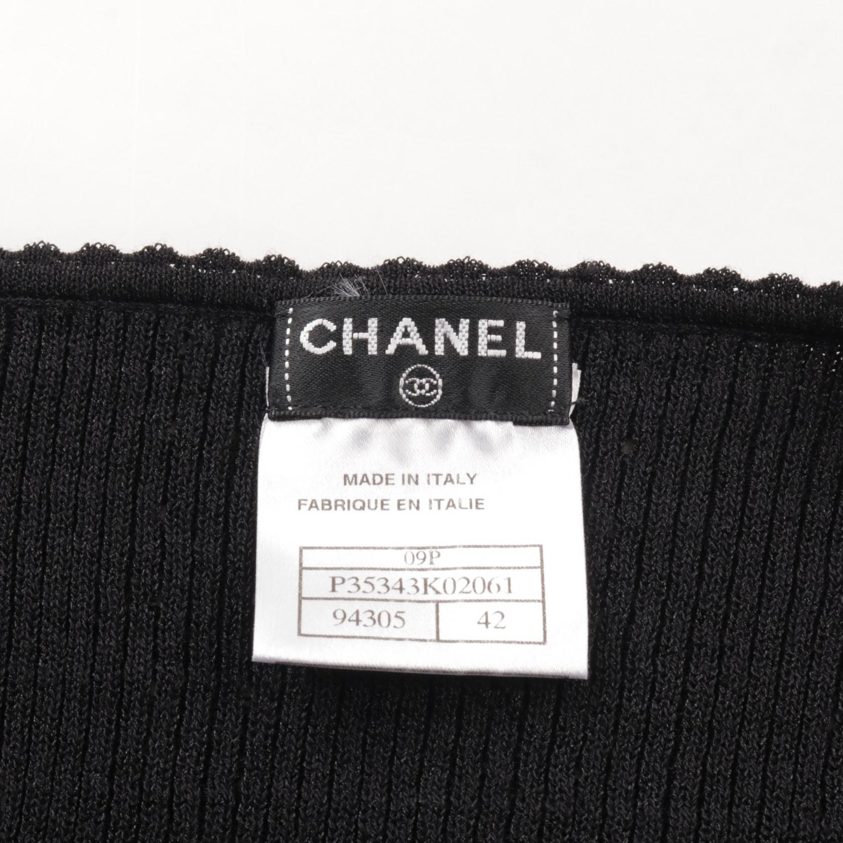 Chanel Coco Mark Cotton Knit Top Black