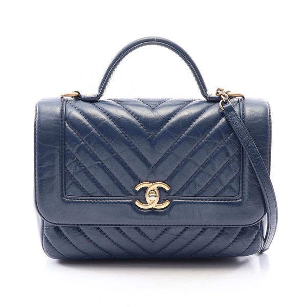CHANEL Chevron V Stitch top handle 2way shoulder bag