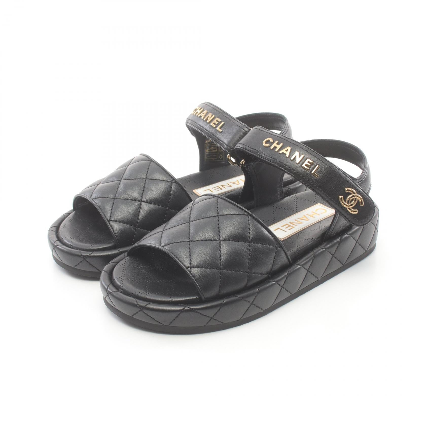 Chanel Lambskin Matelasse Sandals Black