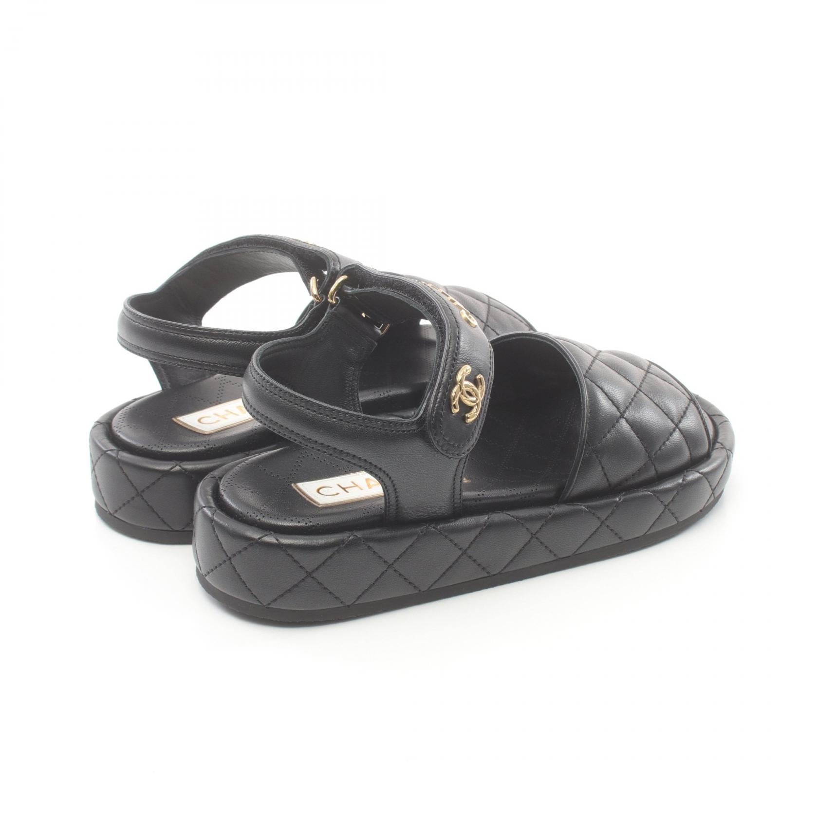 Chanel Lambskin Matelasse Sandals Black