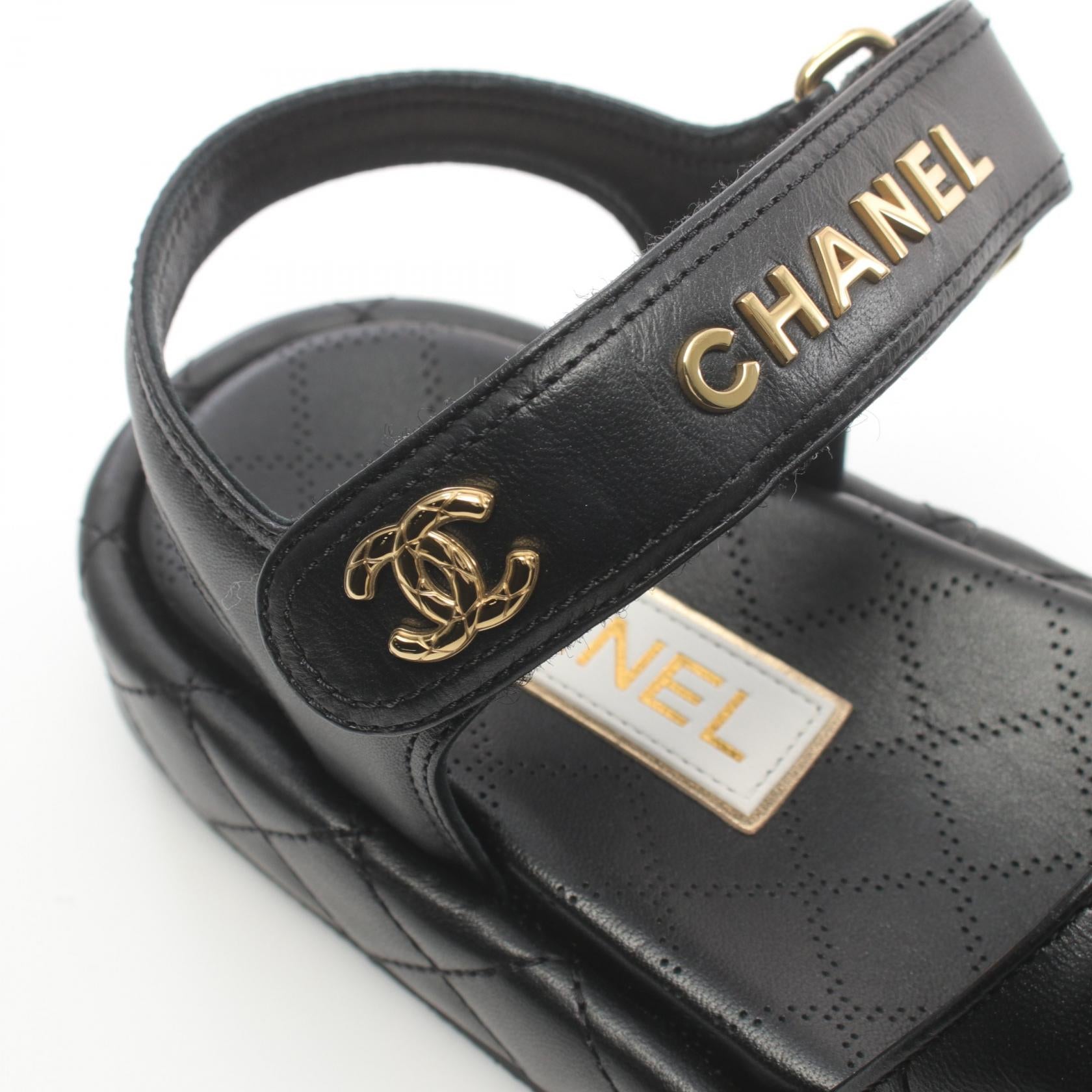 Chanel Lambskin Matelasse Sandals Black