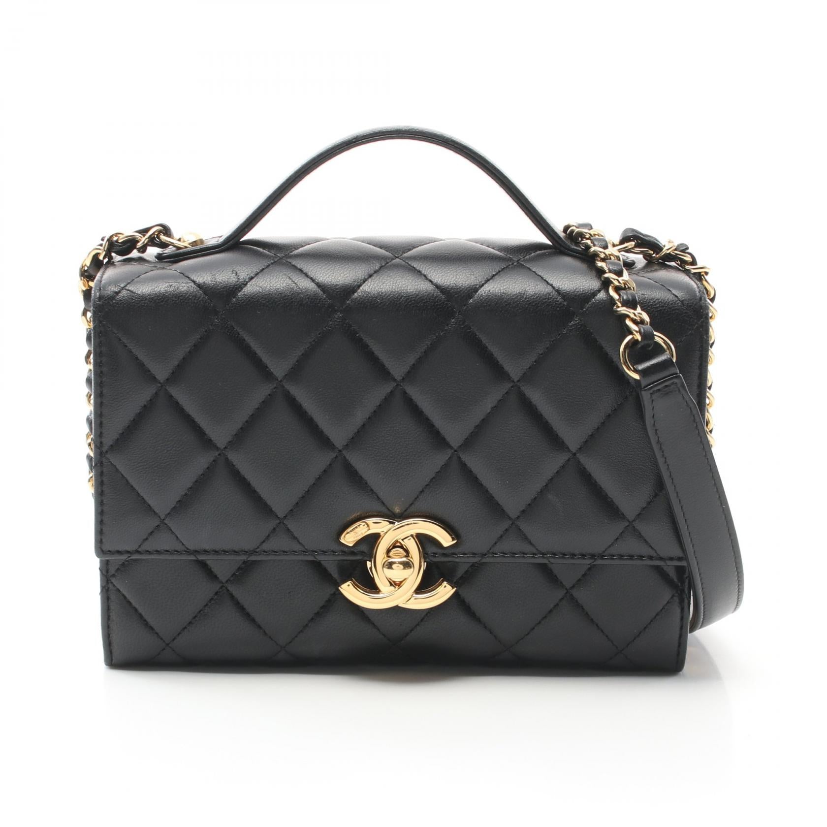 Chanel Lambskin Matelasse Top Handle Shoulder Bag