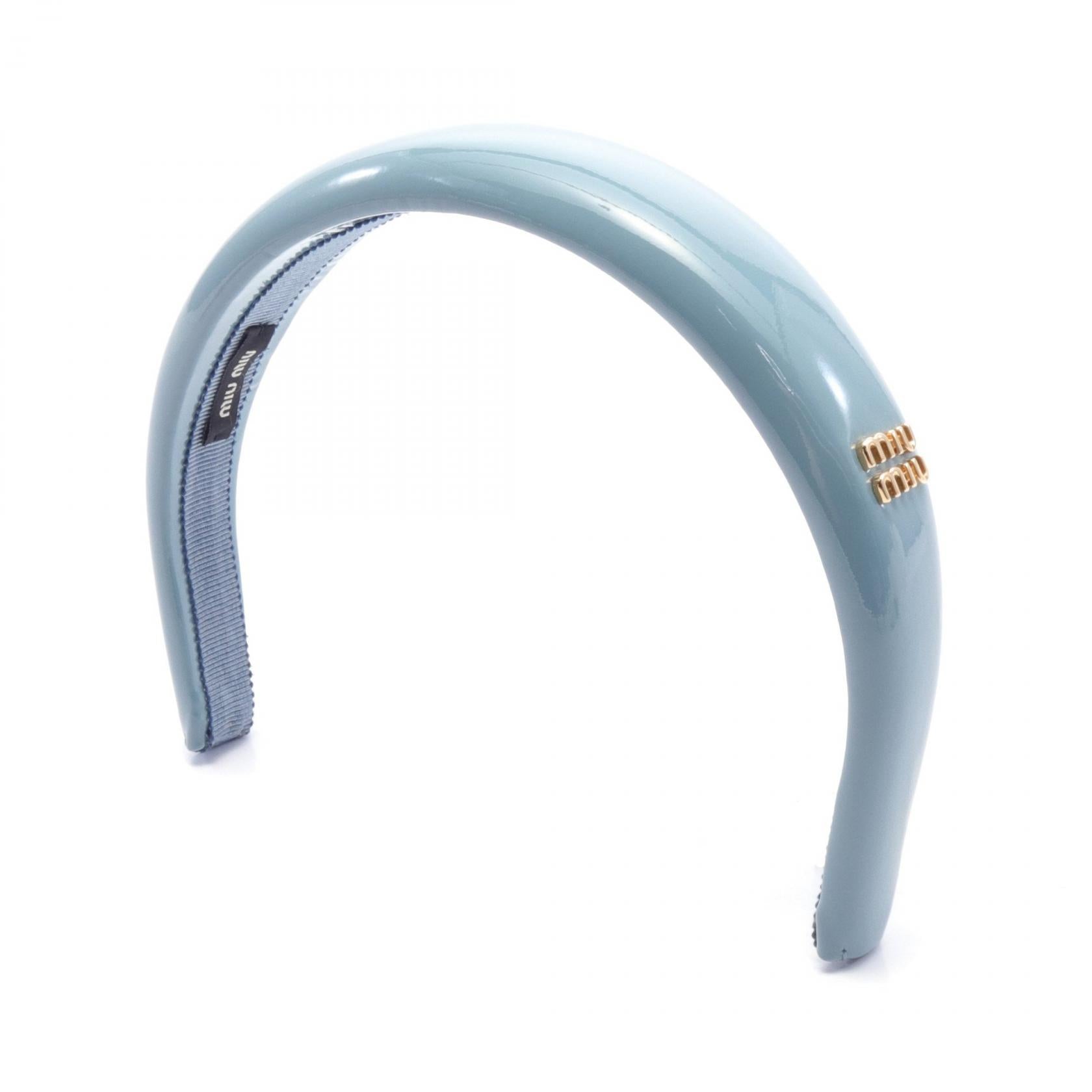 Miu Miu Patent Leather Headband Cornflower Blue