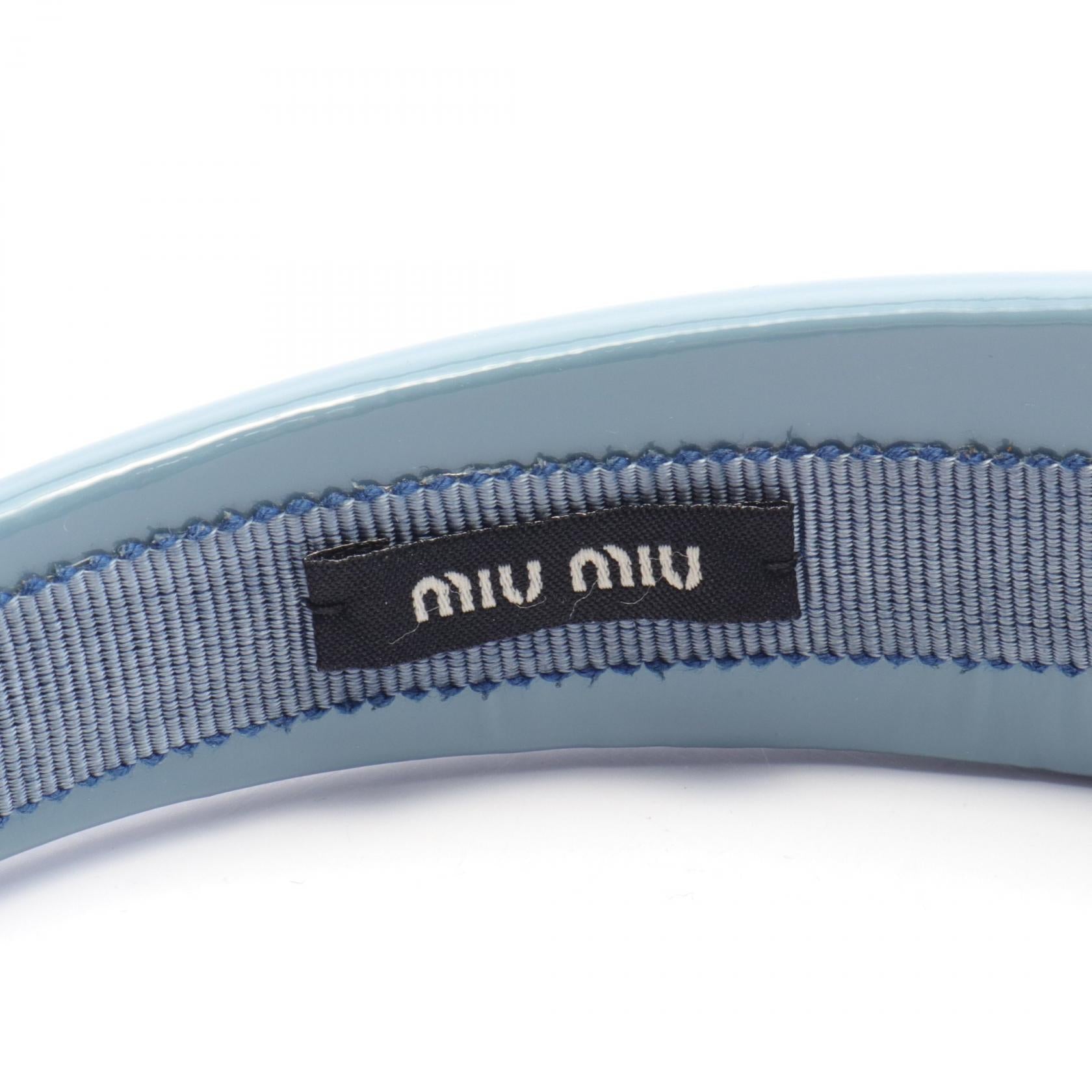 Miu Miu Patent Leather Headband Cornflower Blue