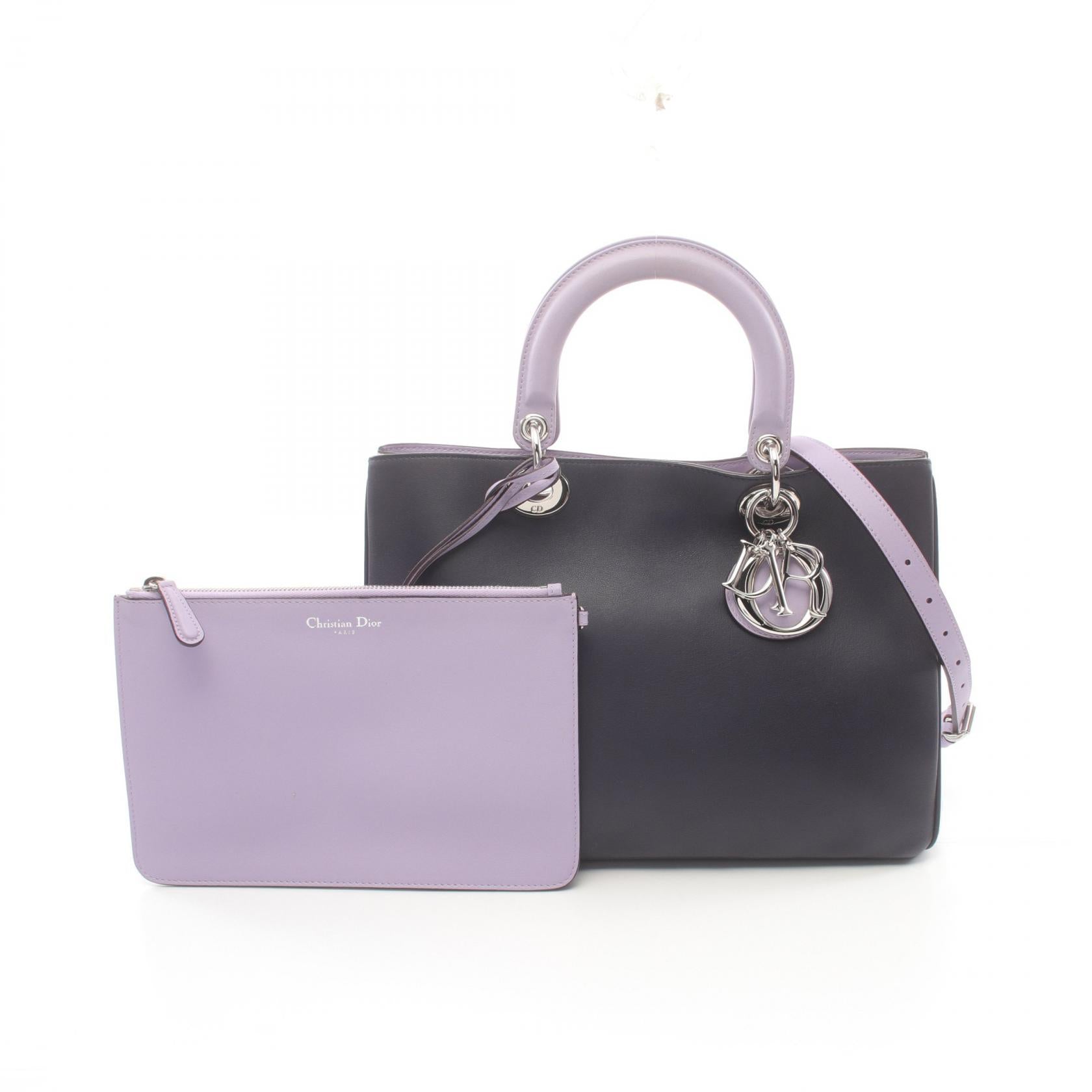 Dior Diorissimo Leather Handbag Black/Purple/Silver