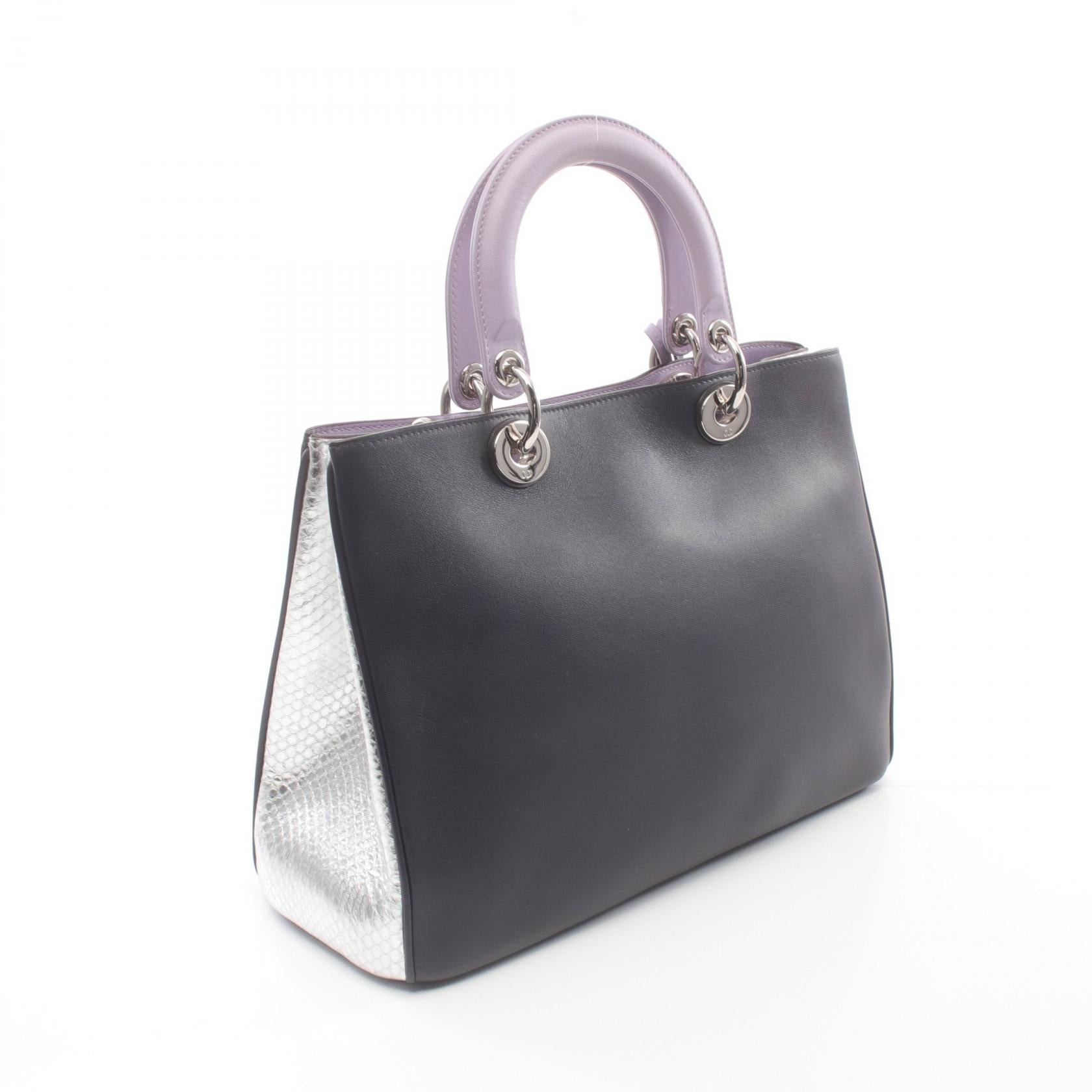 Dior Diorissimo Leather Handbag Black/Purple/Silver