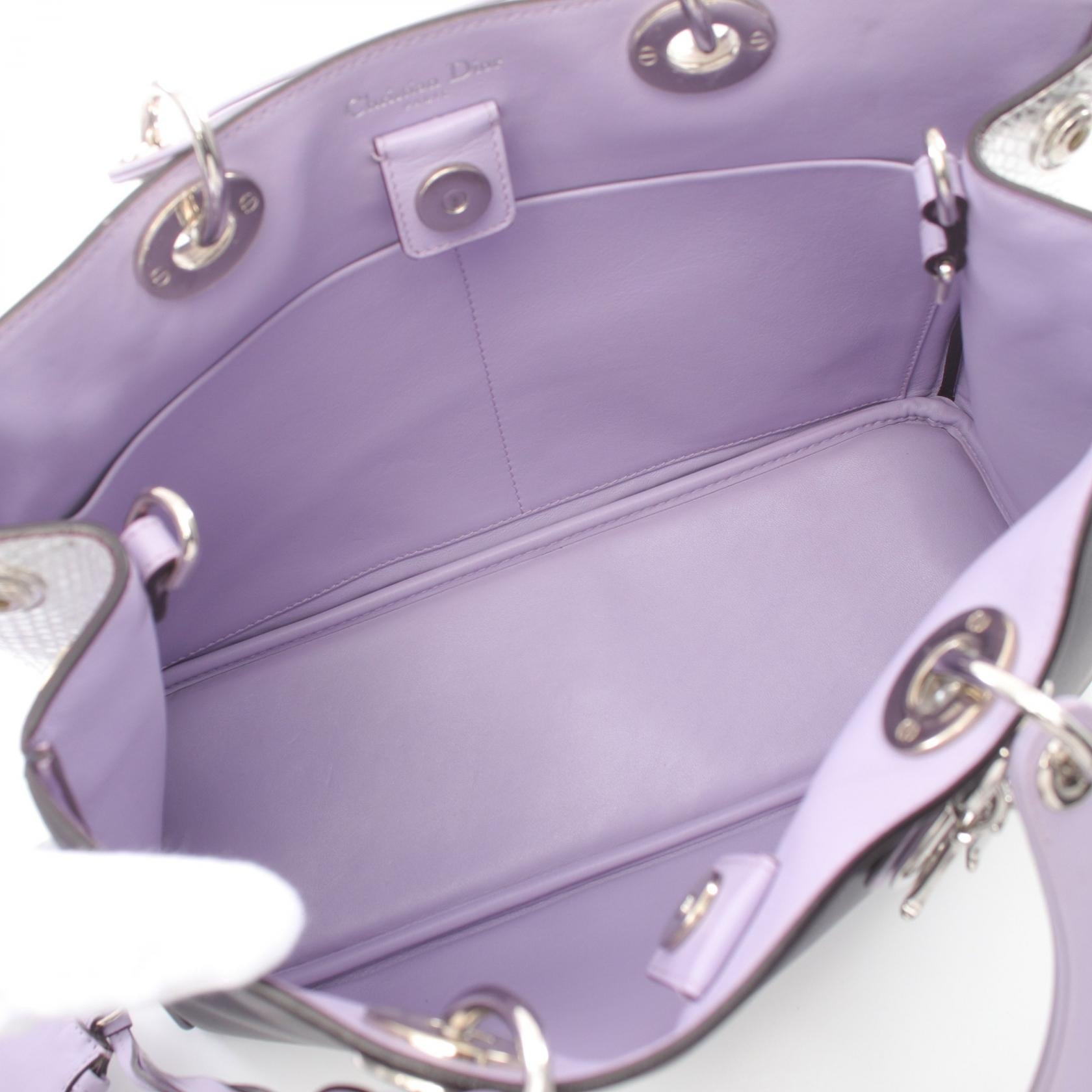 Dior Diorissimo Leather Handbag Black/Purple/Silver