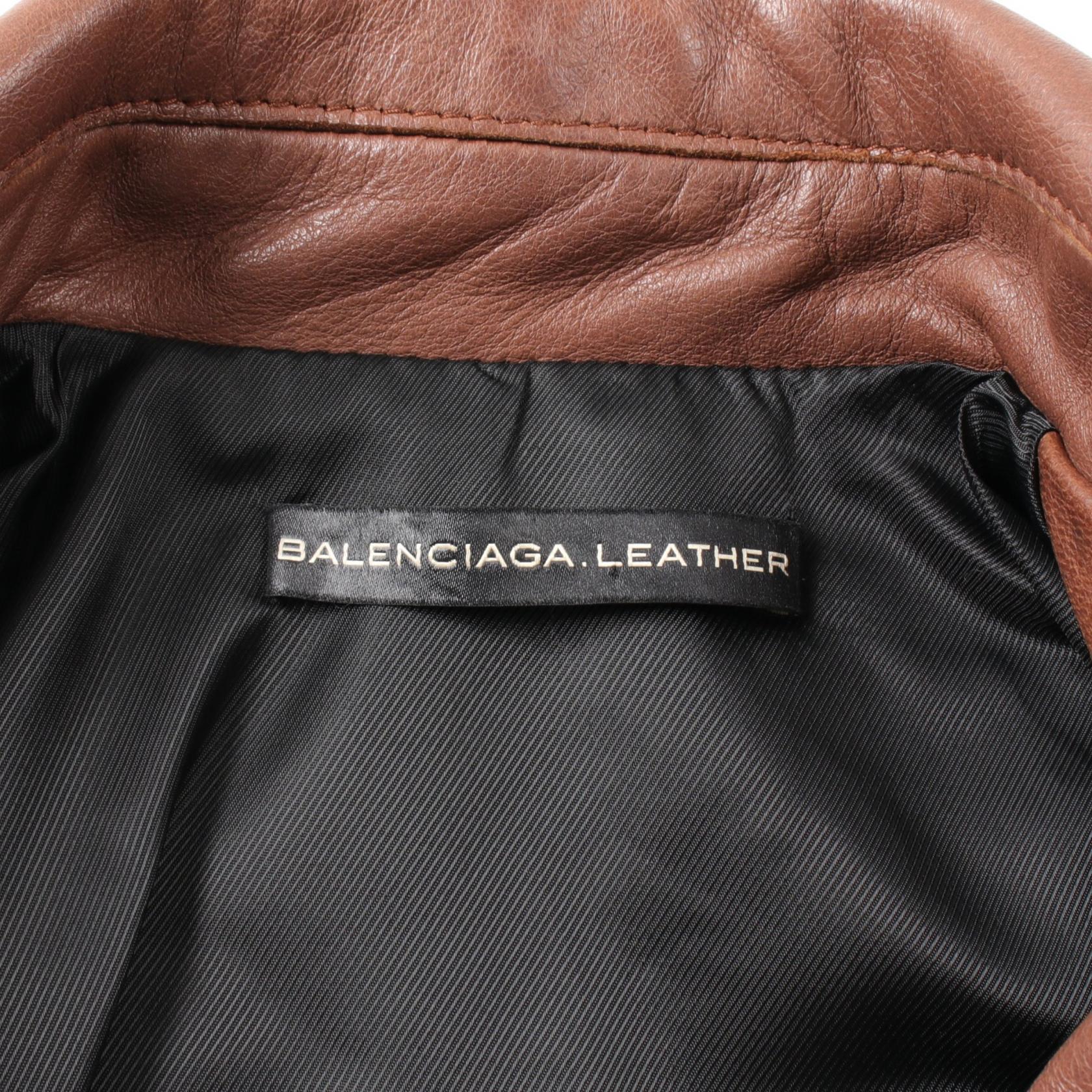 Balenciaga Lamb Leather Riders Jacket Brown