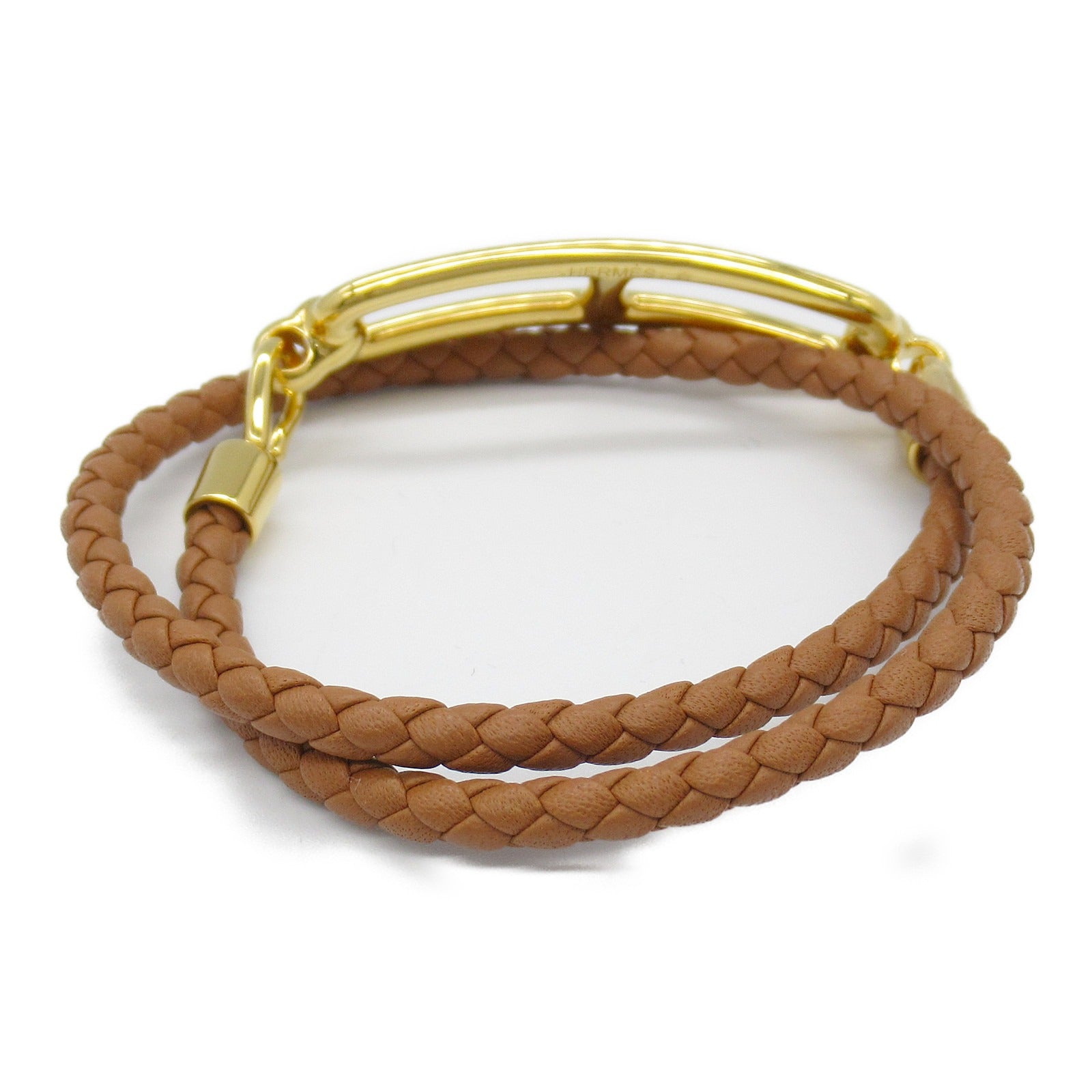 Hermes Leather Gold Bracelet