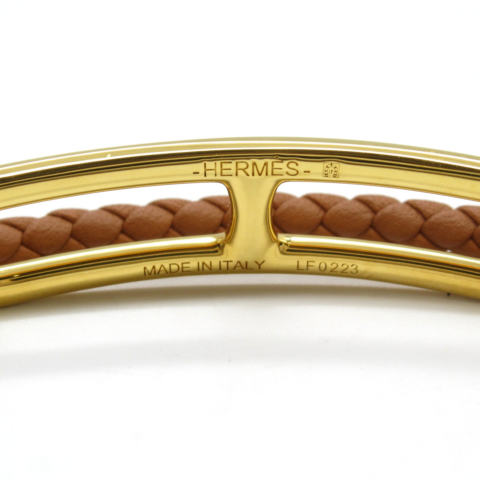 Hermes Leather Gold Bracelet