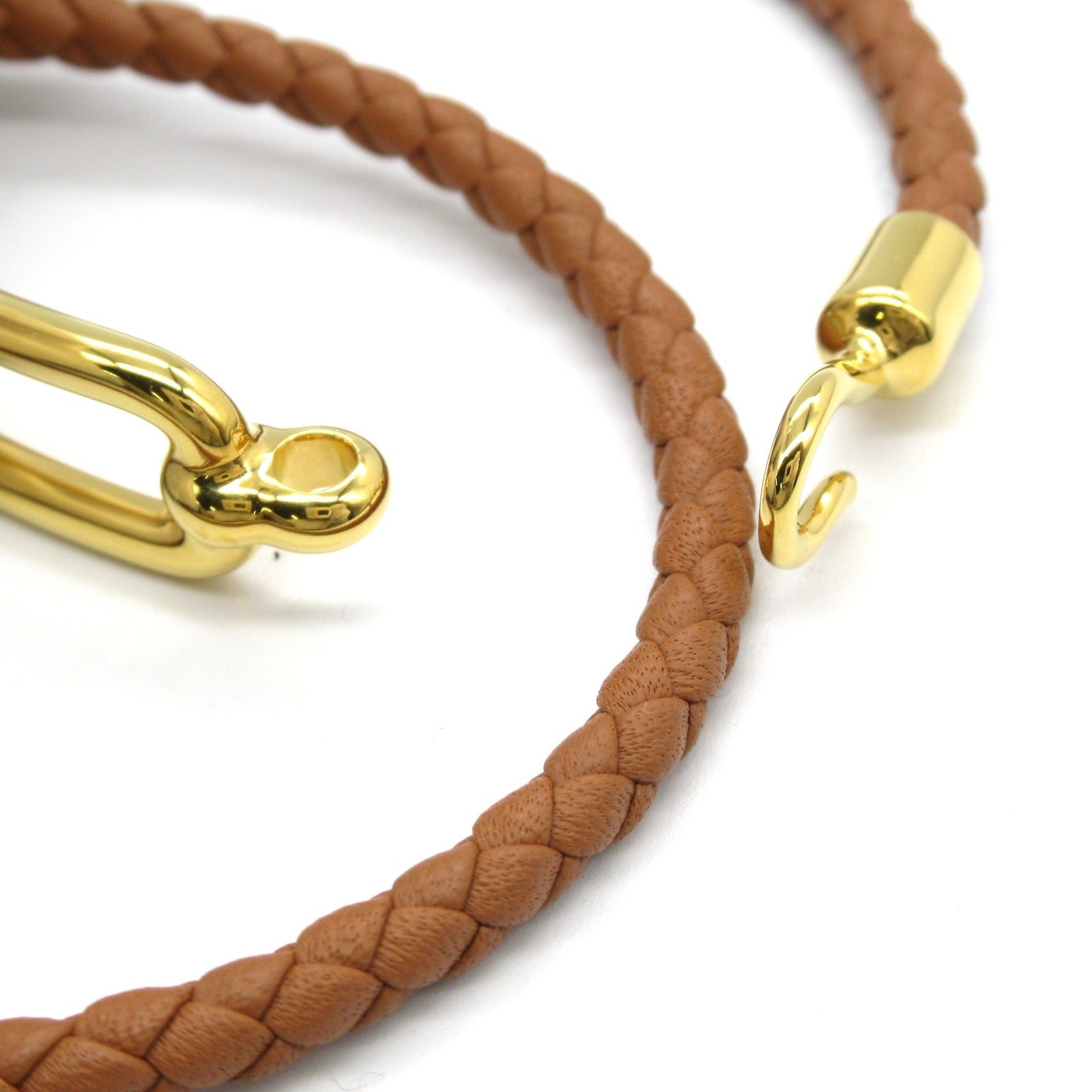 Hermes Leather Gold Bracelet