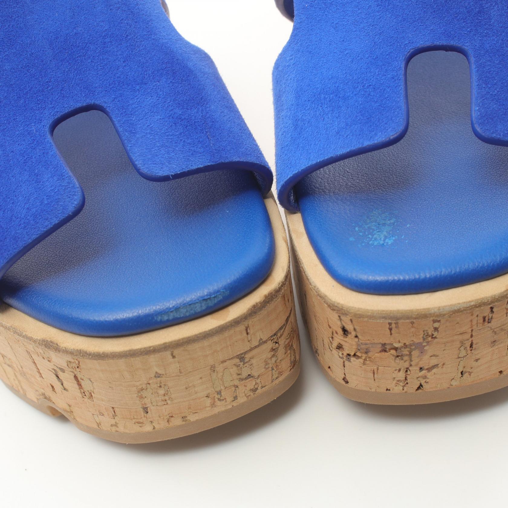 Hermes Suede Ez 30 Sandals Blue