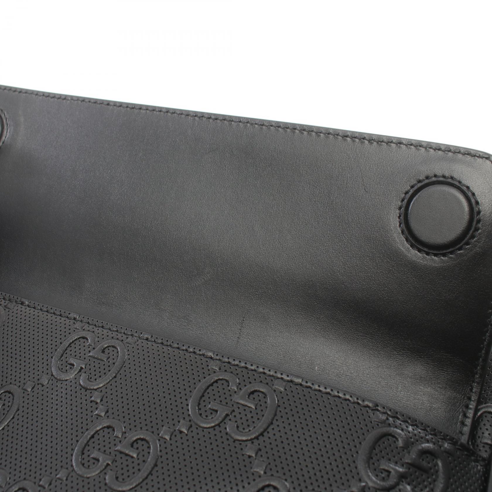 Gucci Leather GG Embossed Shoulder Bag