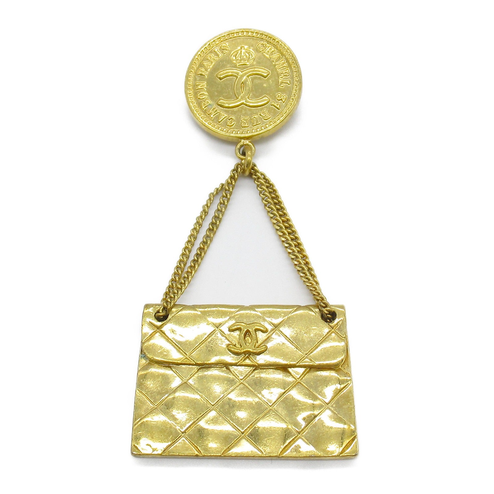 Chanel Matelasse Chain Shoulder Brooch Gold