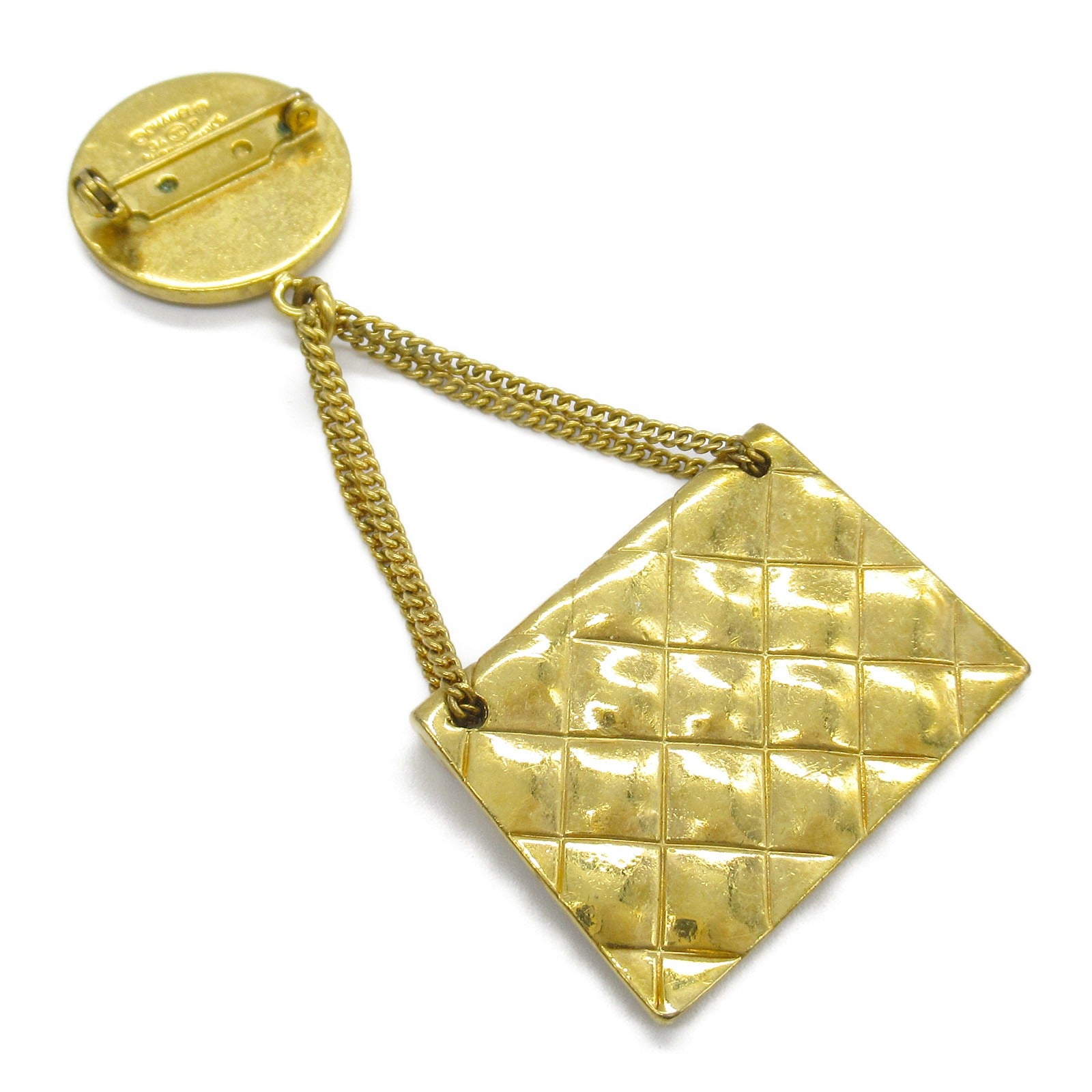 Chanel Matelasse Chain Shoulder Brooch Gold