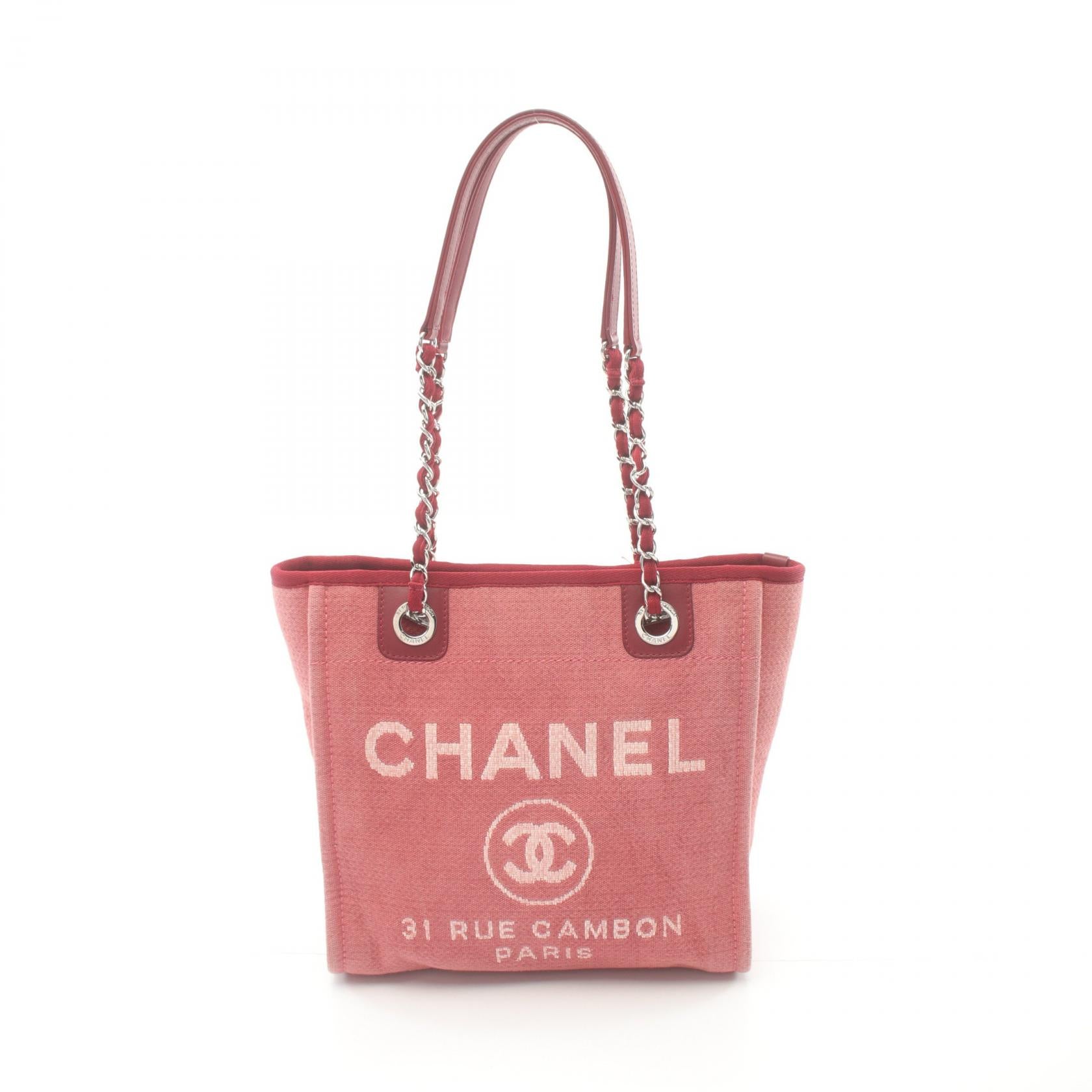 Chanel Deauville PM Canvas Leather Tote Bag